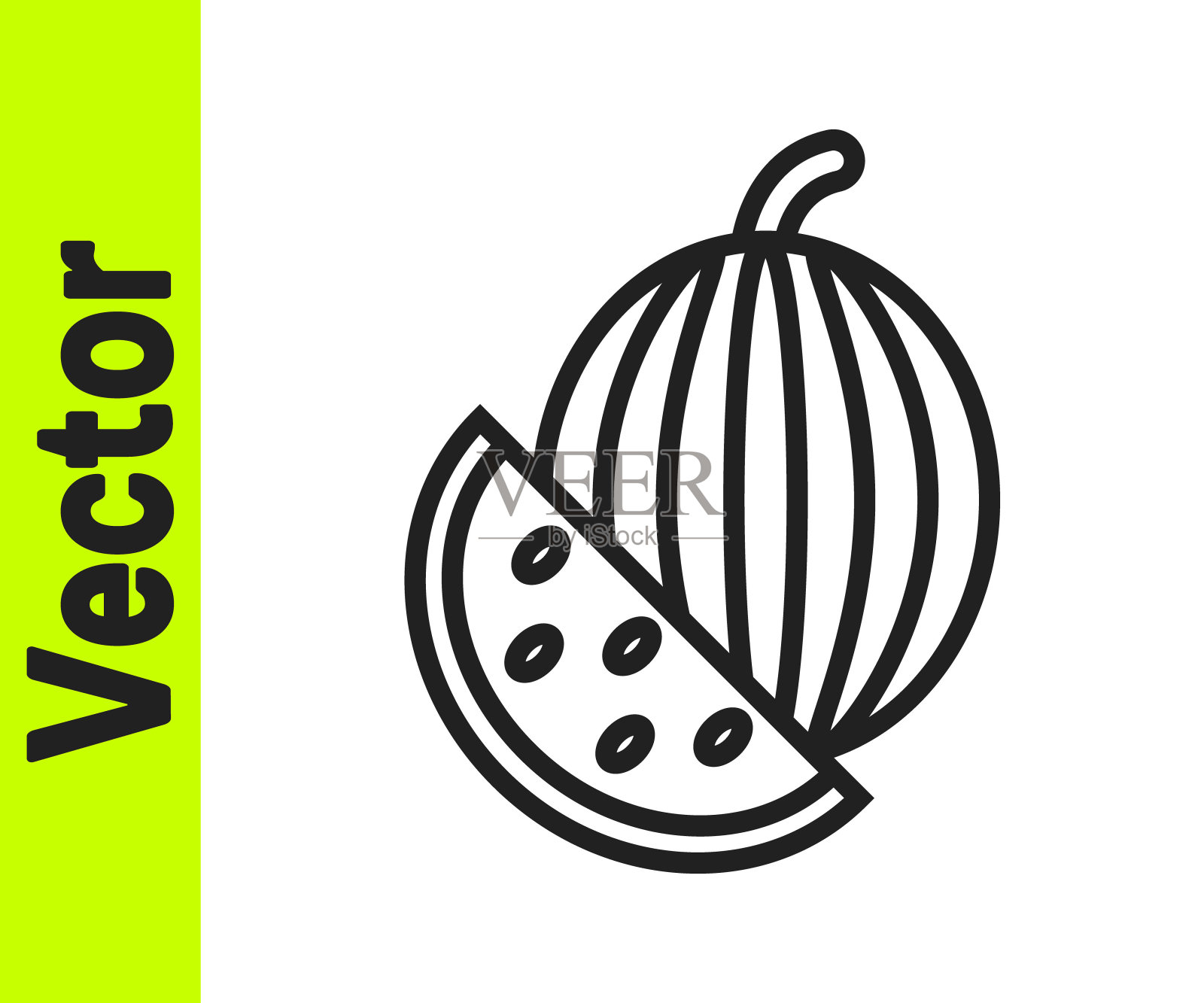 黑线西瓜图标孤立在白色背景。向量插画图片素材