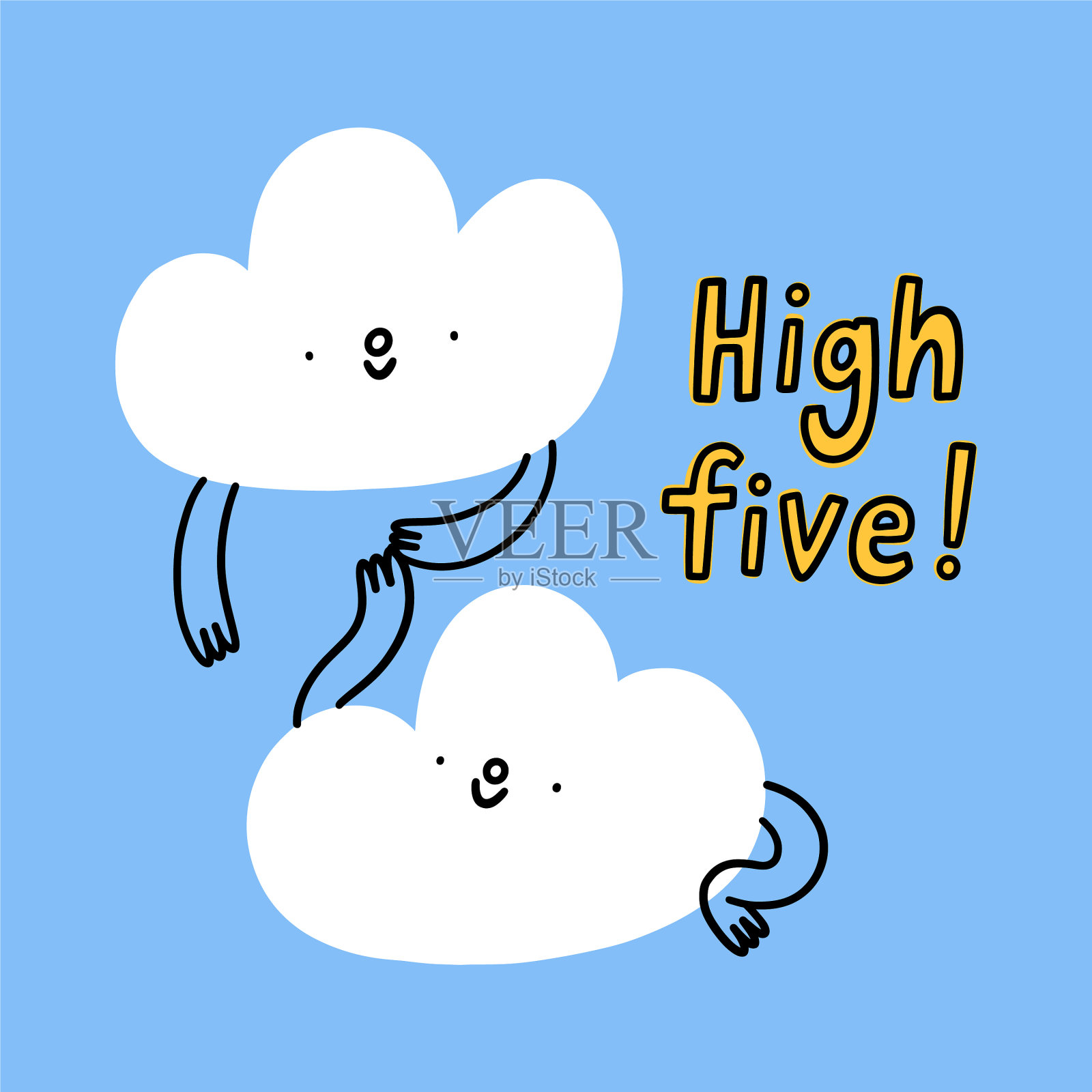 击掌，庆祝卡通浮云插画图片素材