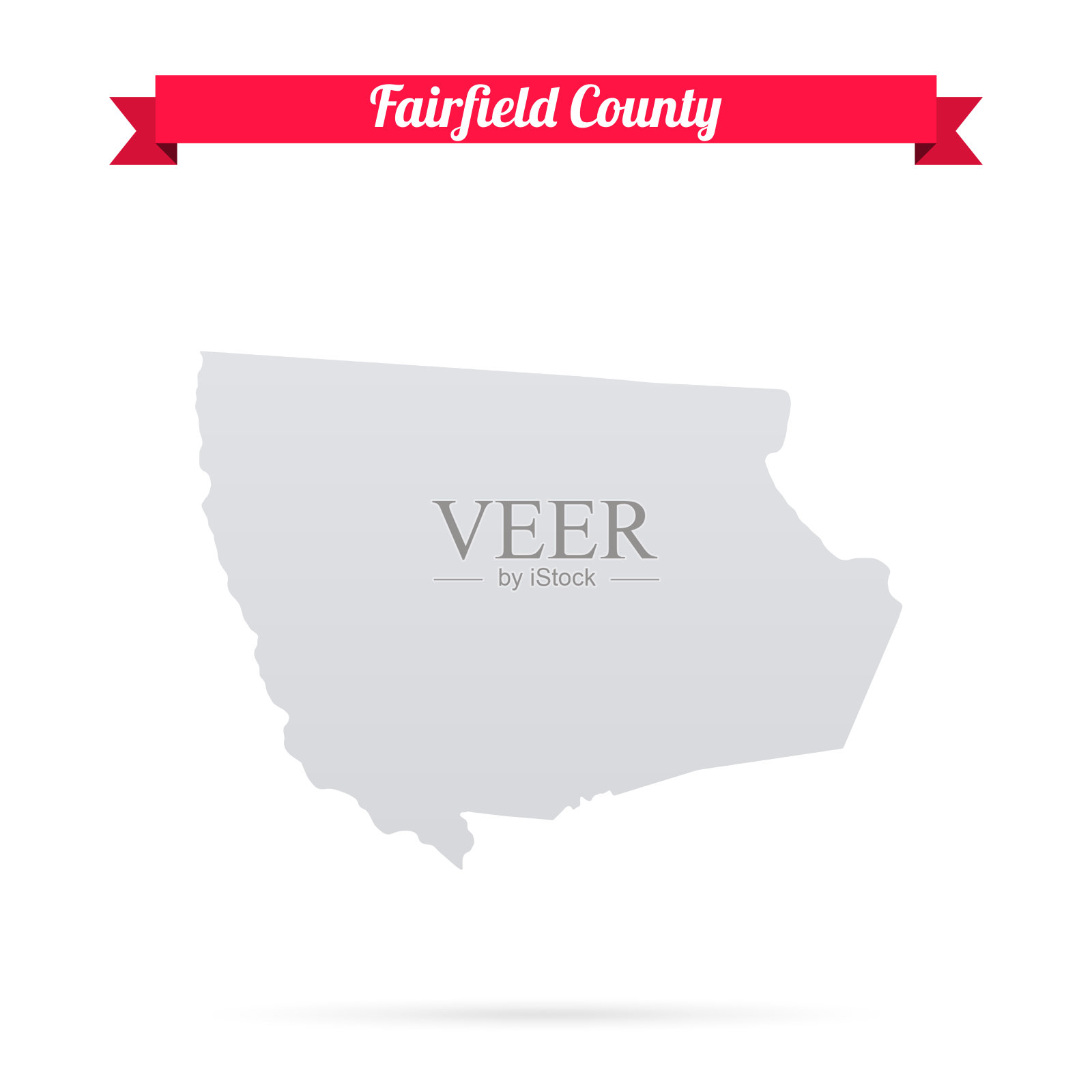 费尔菲尔德县，南卡罗来纳州。白底红旗地图插画图片素材