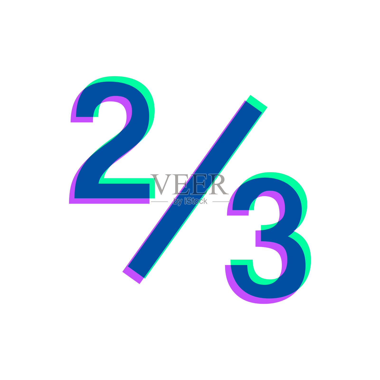 2 / 3 - 2 / 3。图标与两种颜色叠加在白色背景上插画图片素材