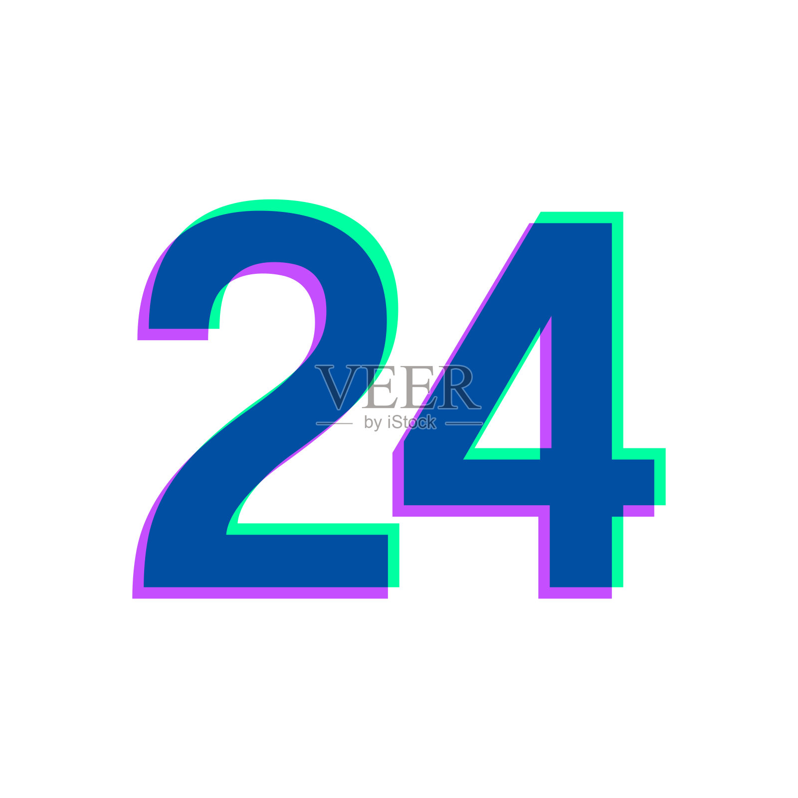 24 -第24号。图标与两种颜色叠加在白色背景上插画图片素材