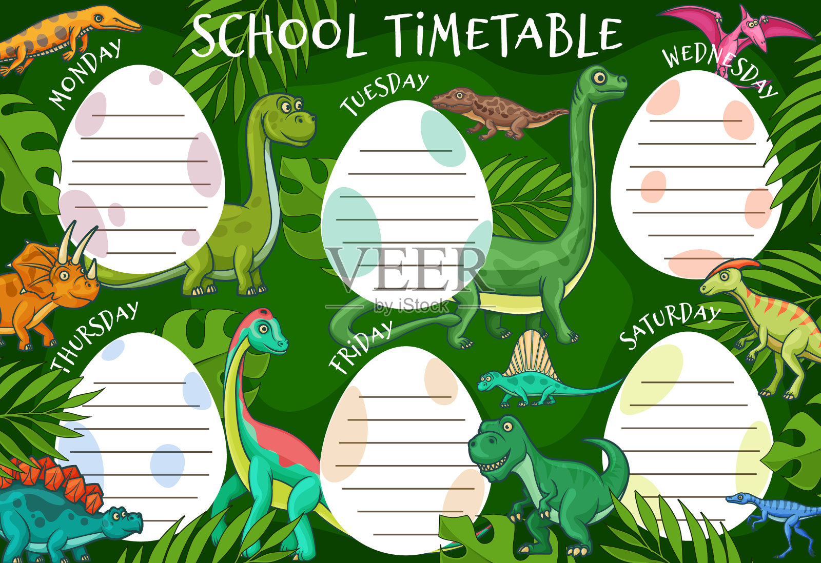 孩子教育时间表时间表恐龙恐龙插画图片素材