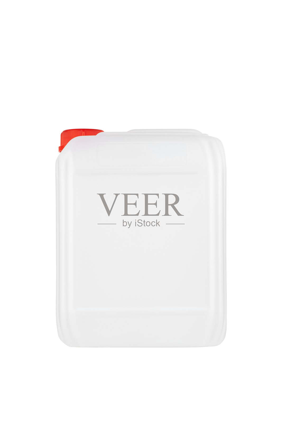 装有液体物质的罐子。白色塑料杰瑞罐与红色盖子孤立在白色背景。消毒剂、洗涤剂或润滑产品的图像照片摄影图片