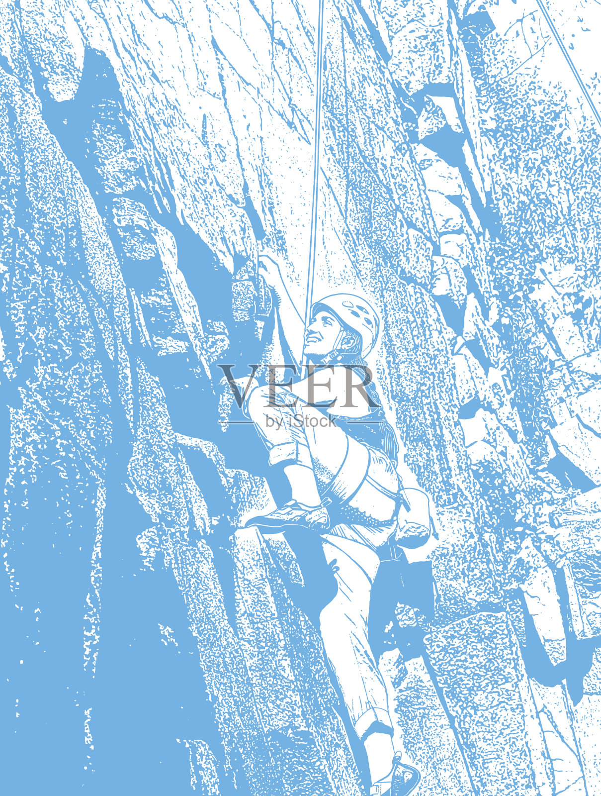 女子攀岩插画图片素材