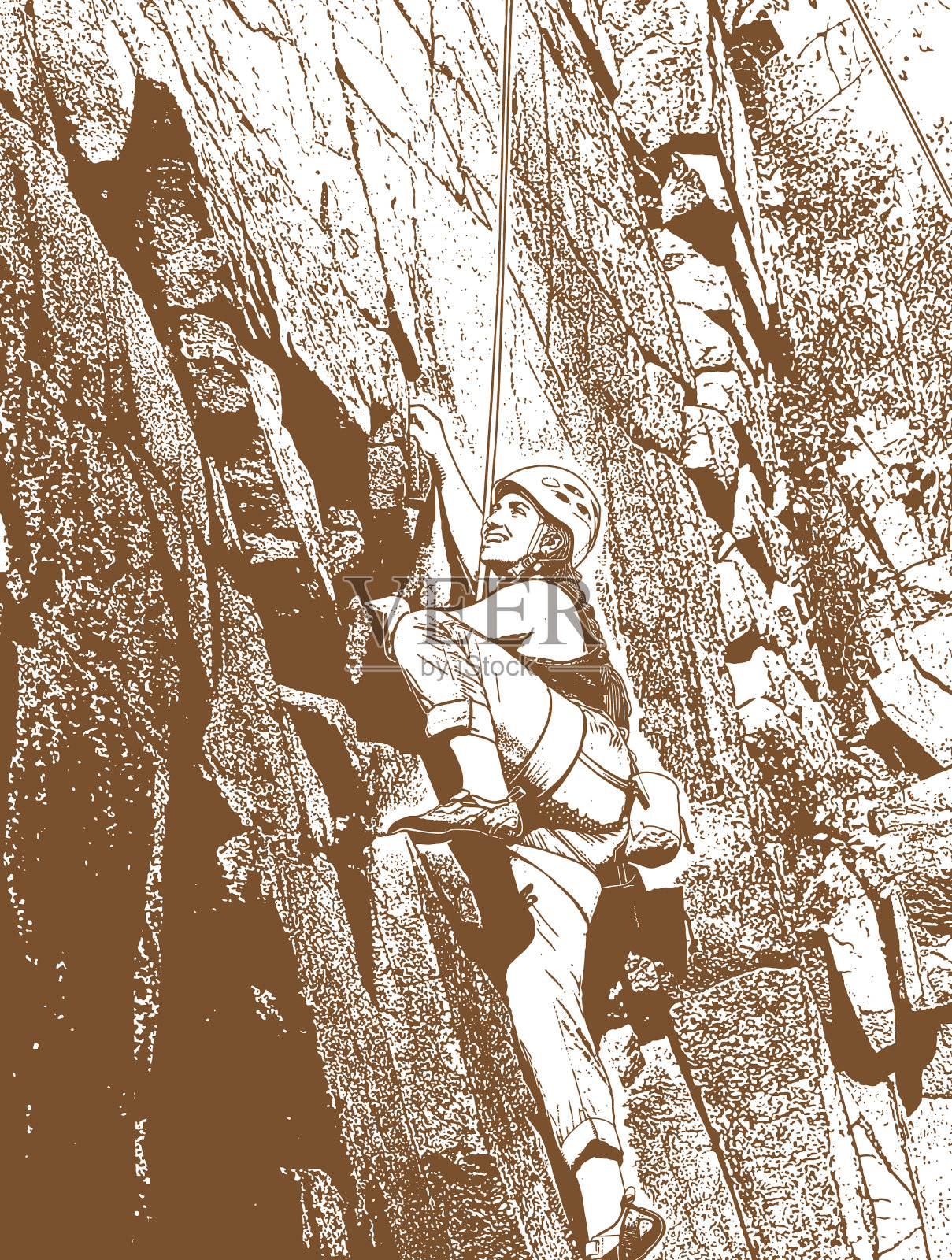 女子攀岩插画图片素材