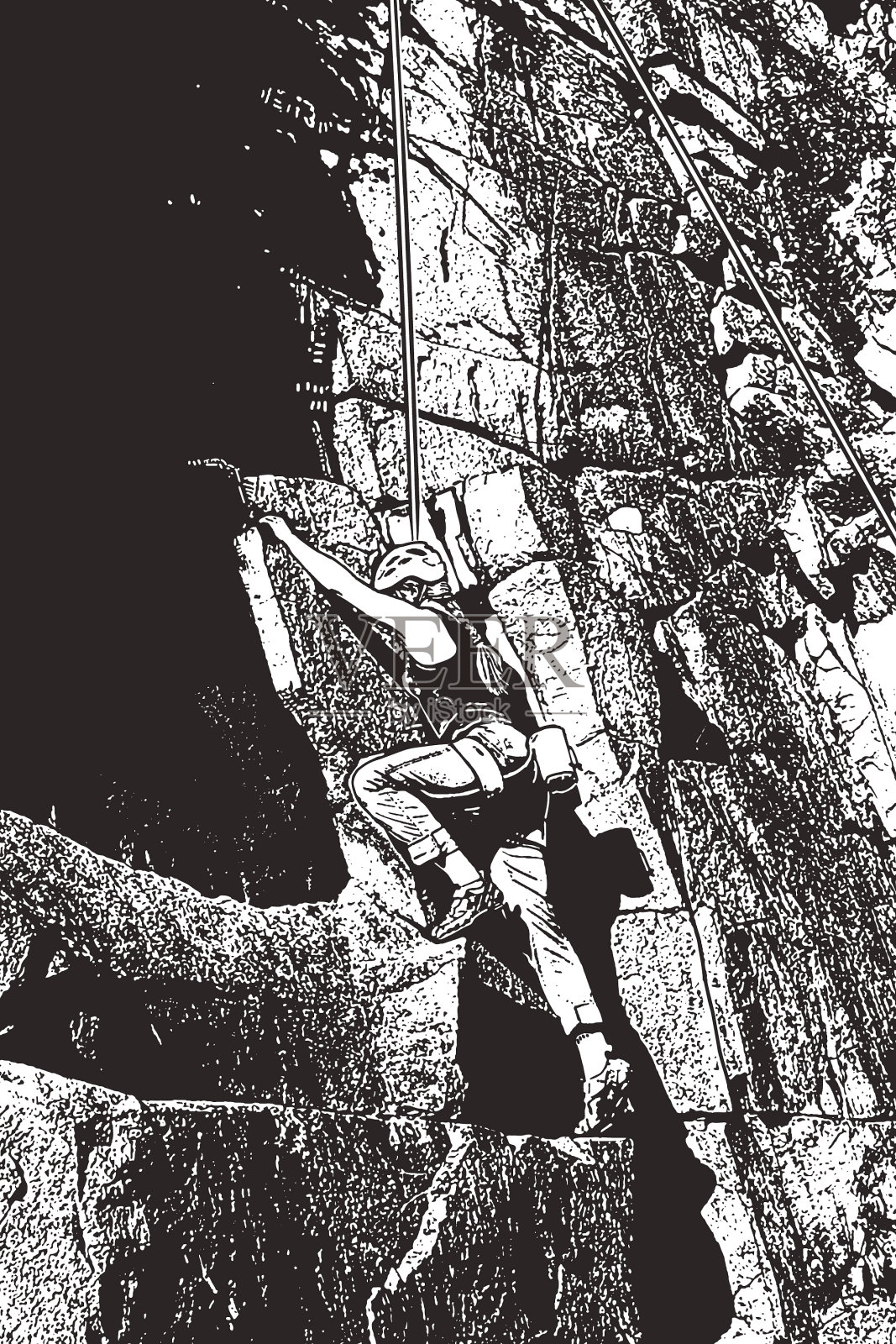 女子攀岩插画图片素材