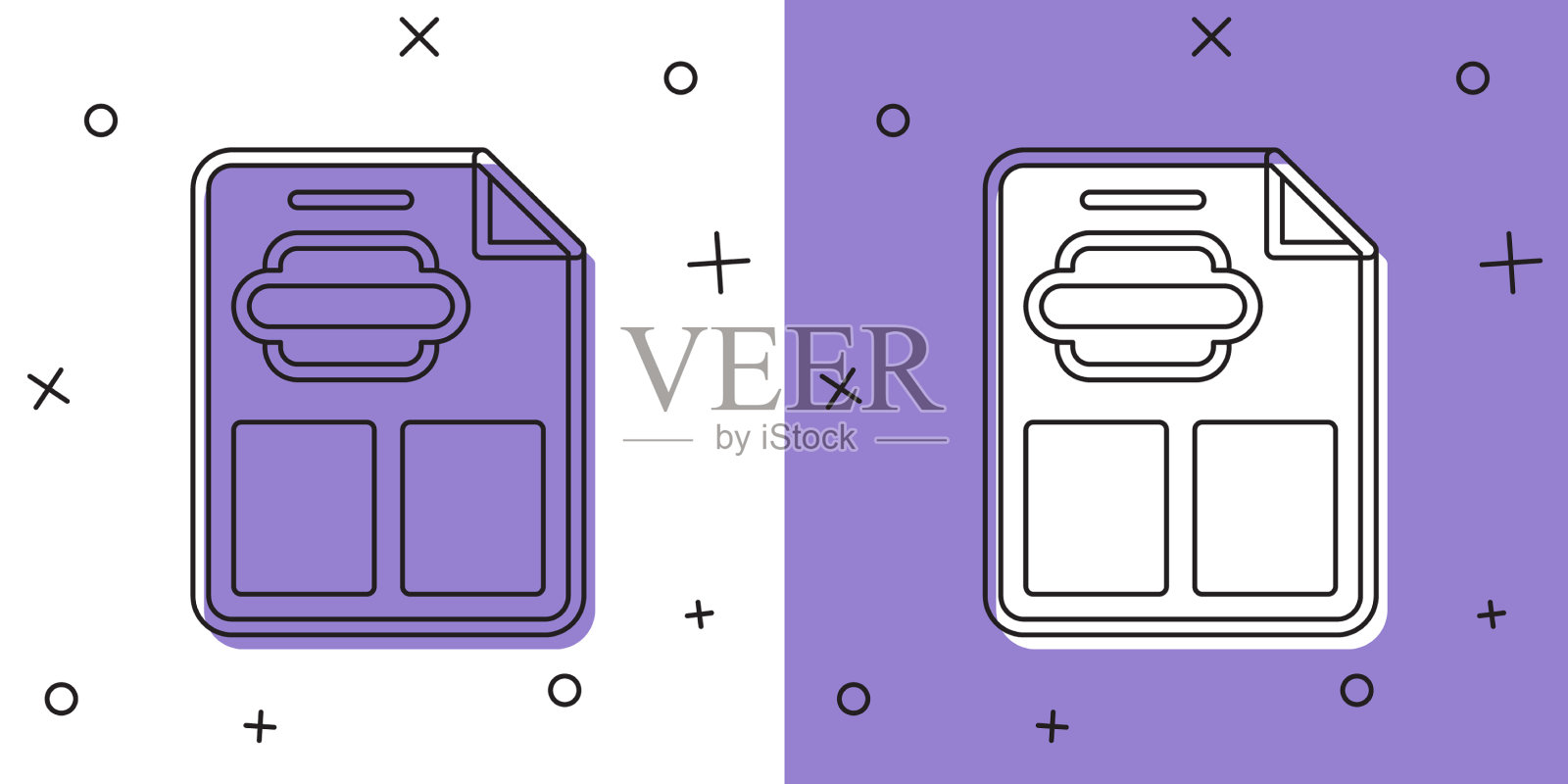 设置餐厅咖啡馆菜单图标孤立在白色插画图片素材