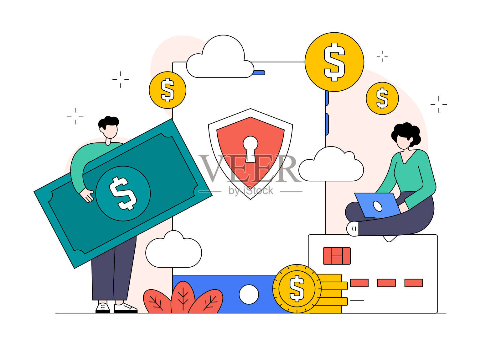 网上银行平面设计矢量插图插画图片素材