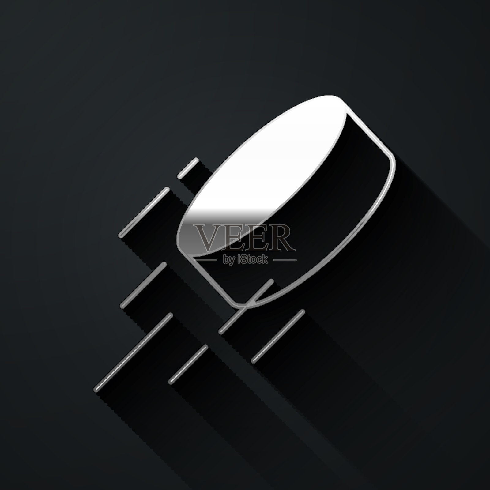 银色冰球图标孤立在黑色插画图片素材