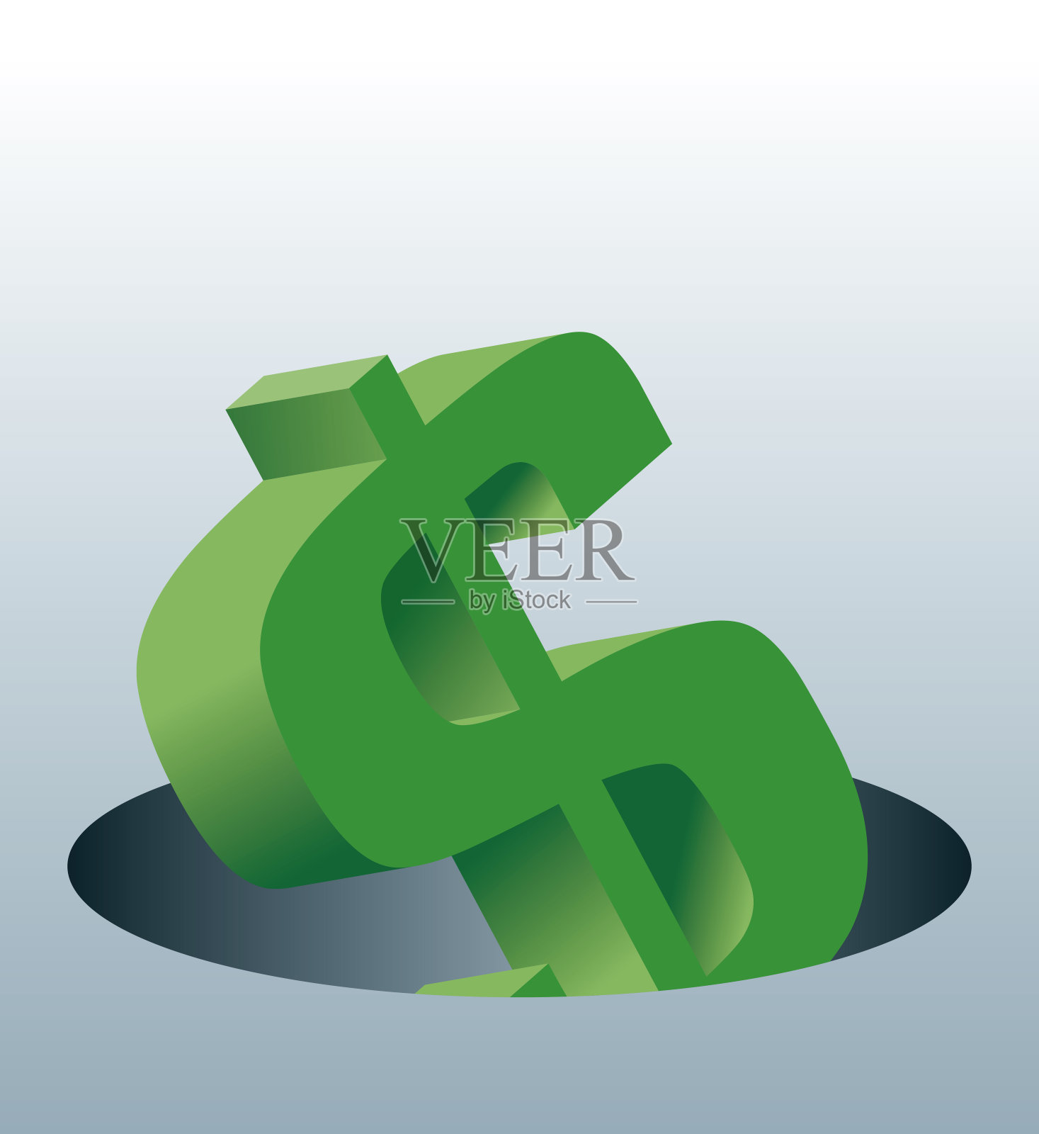 美元陷入深渊插画图片素材