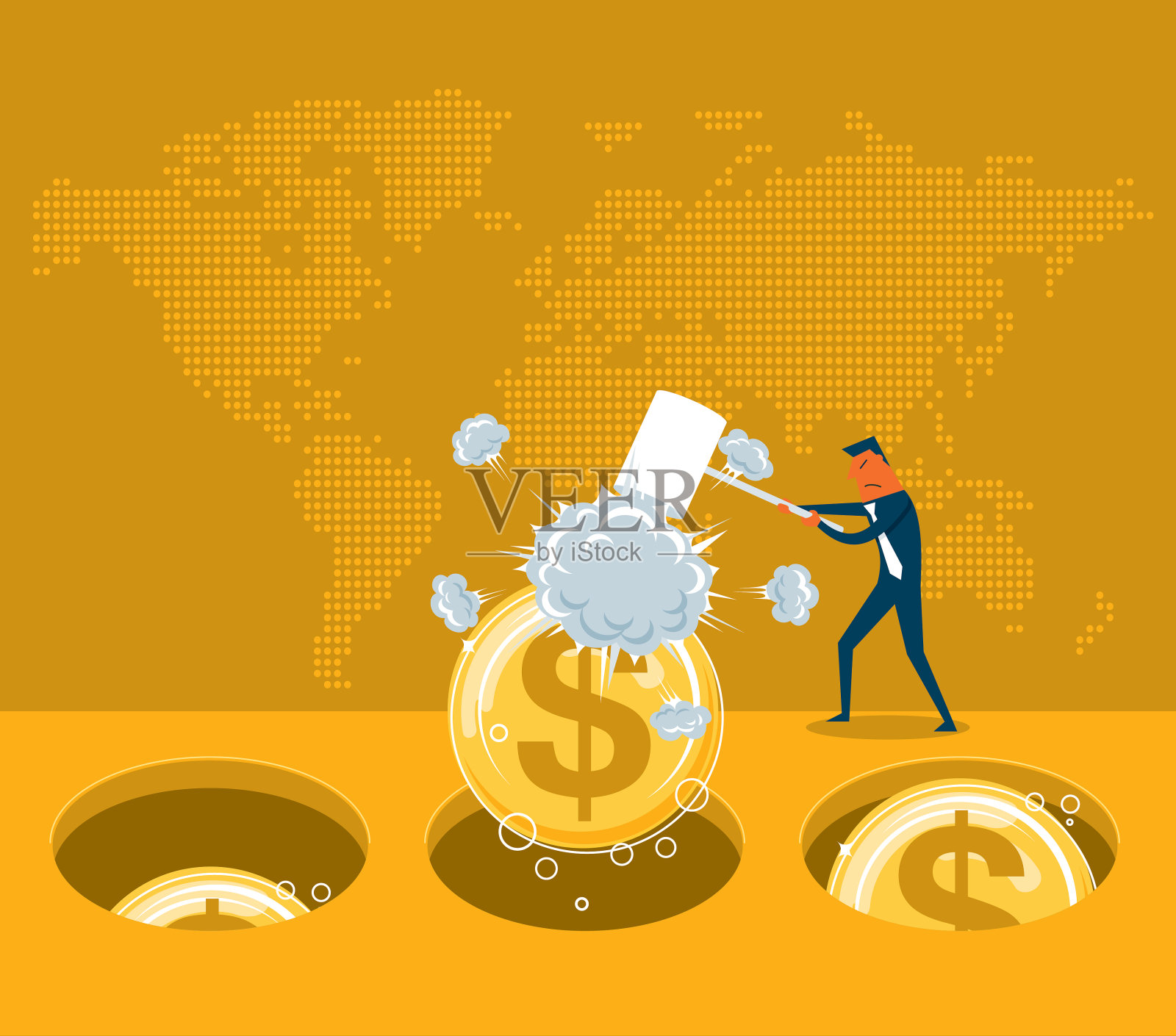 打击-泡沫-商人插画图片素材