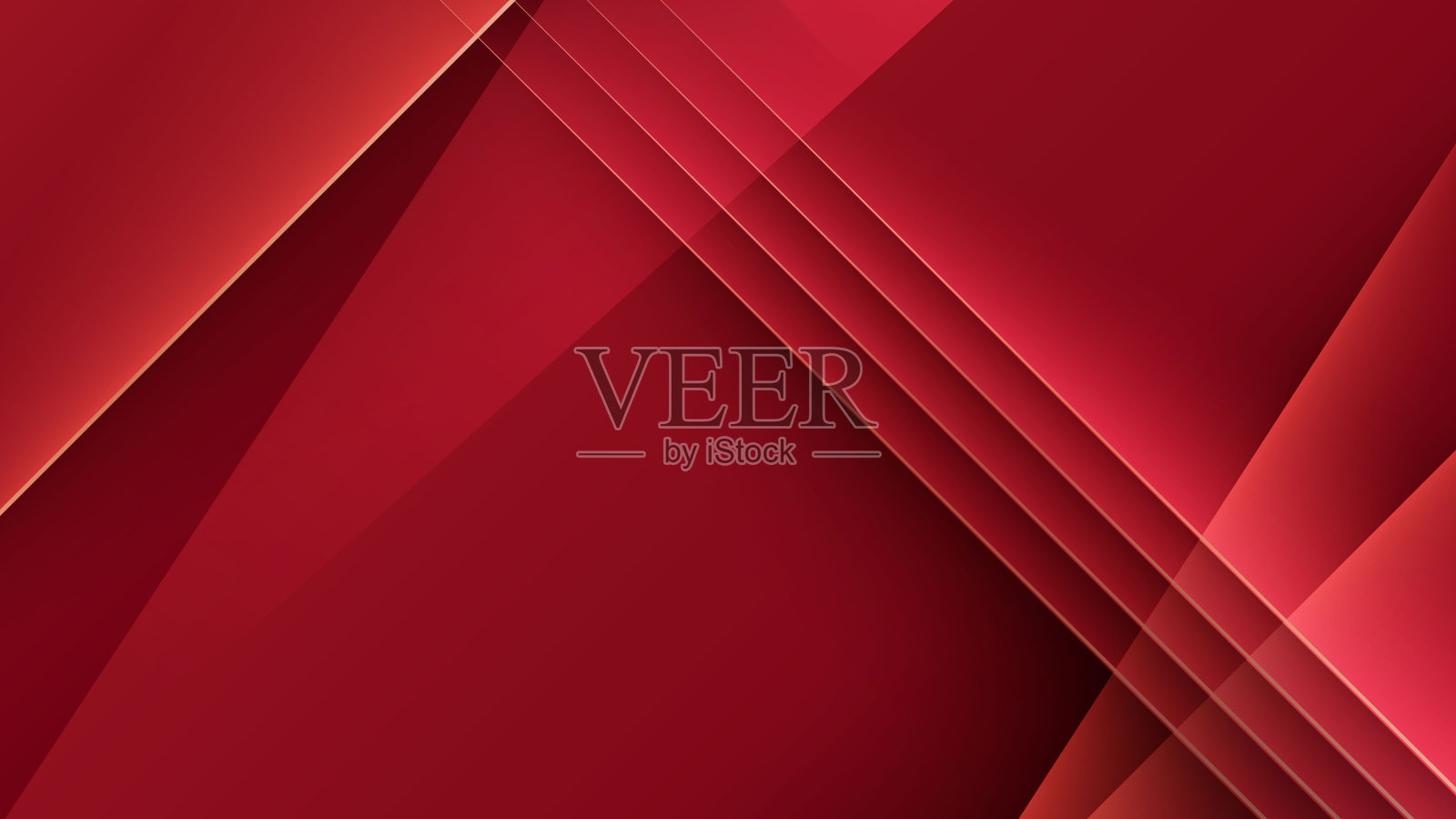 豪华的红色和金色抽象背景与三角形框架金色闪闪发光的灯光效果设计插画图片素材