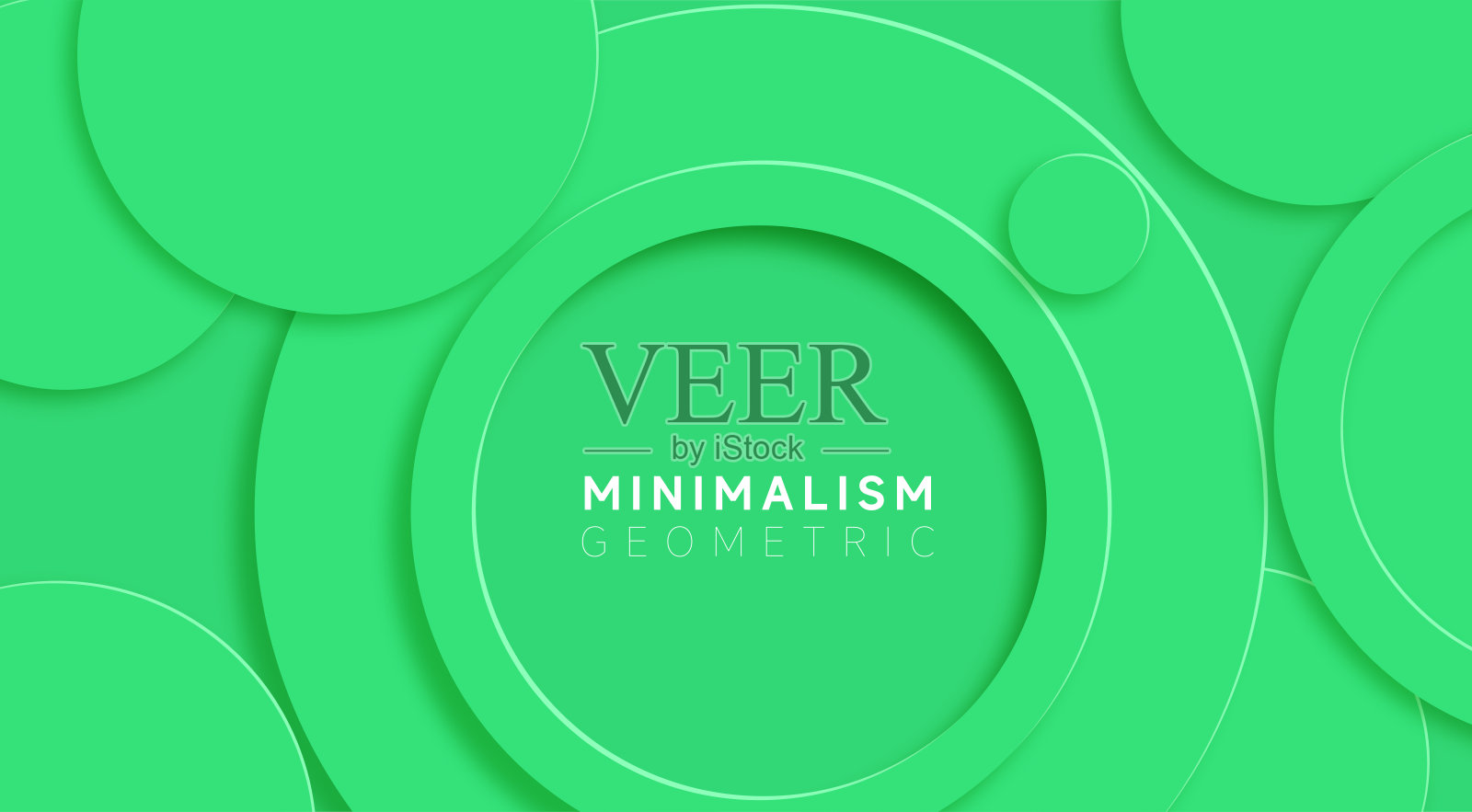 抽象绿色圆形剪纸几何横幅图案背景插画图片素材