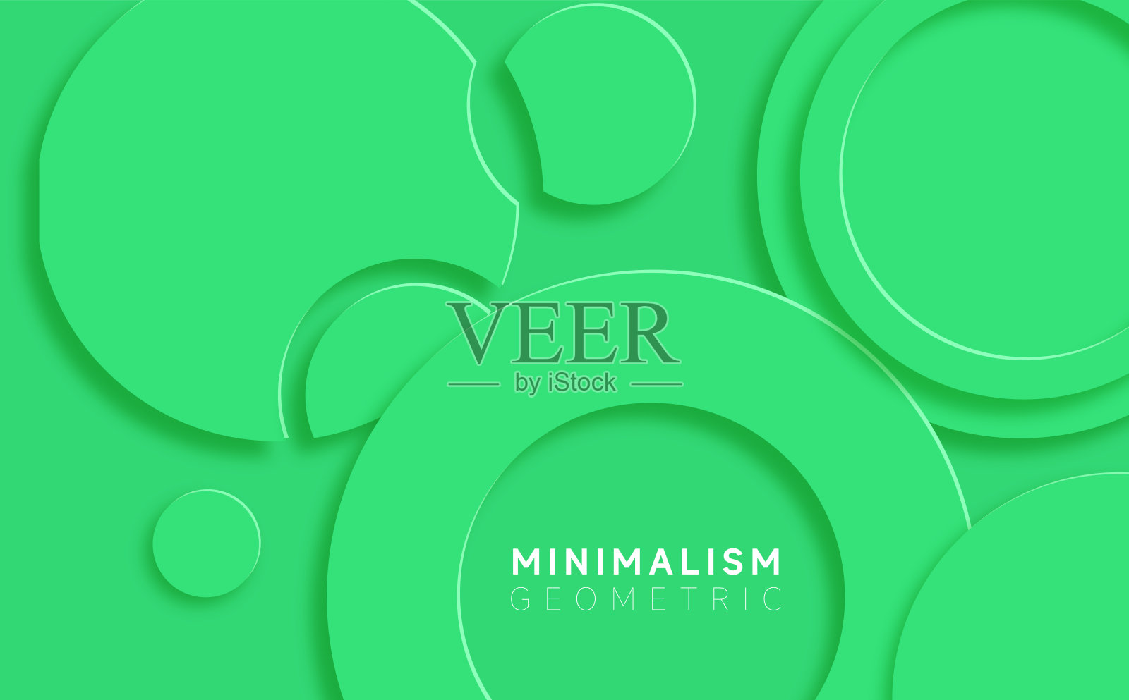 抽象绿色圆形剪纸几何横幅图案背景插画图片素材