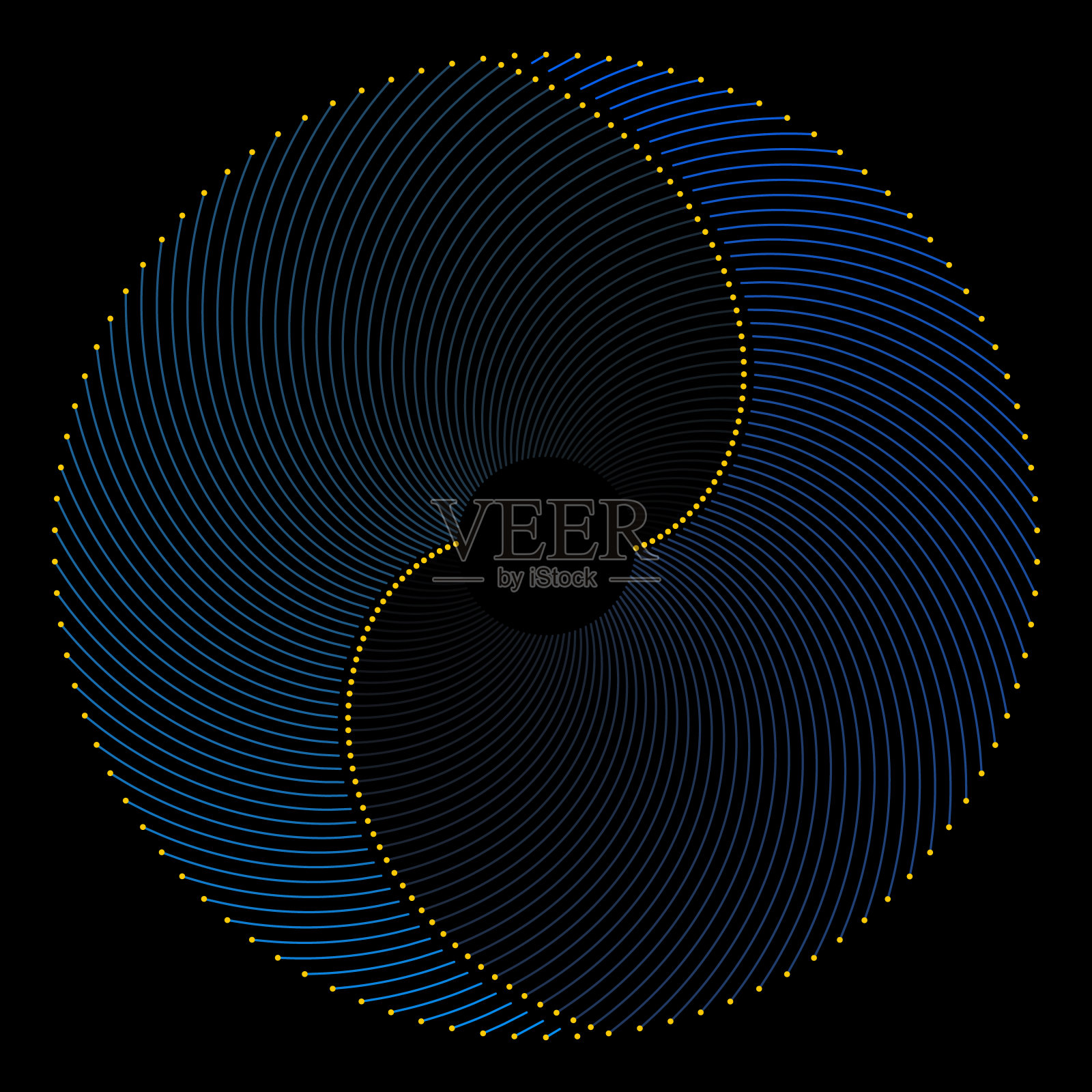 由黄色末梢的曲线构成的褪色漩涡图案插画图片素材