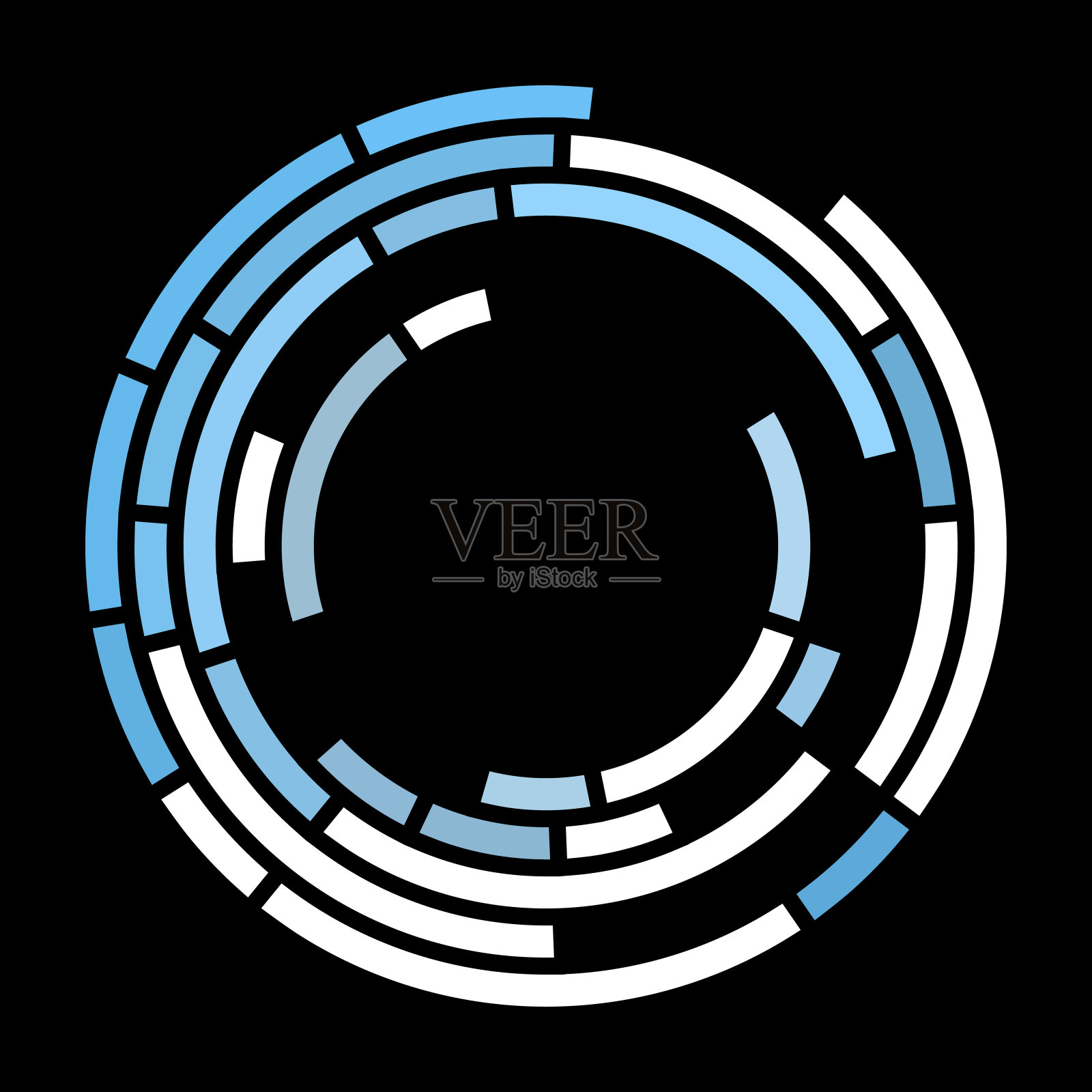 蓝色抽象圆形与部分背景模式插画图片素材