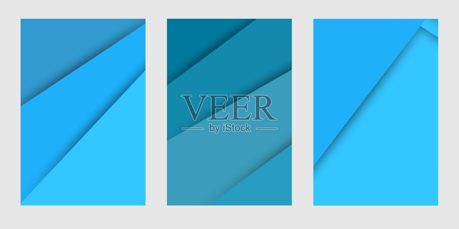 一套剪纸风格的现代蓝色抽象背景插画图片素材