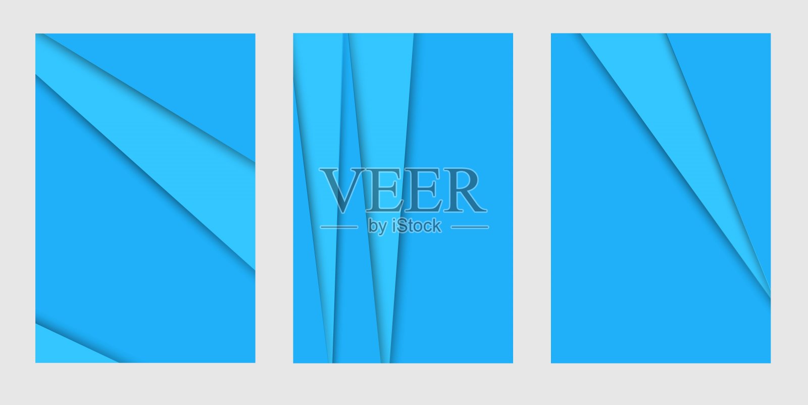 一套剪纸风格的现代蓝色抽象背景插画图片素材