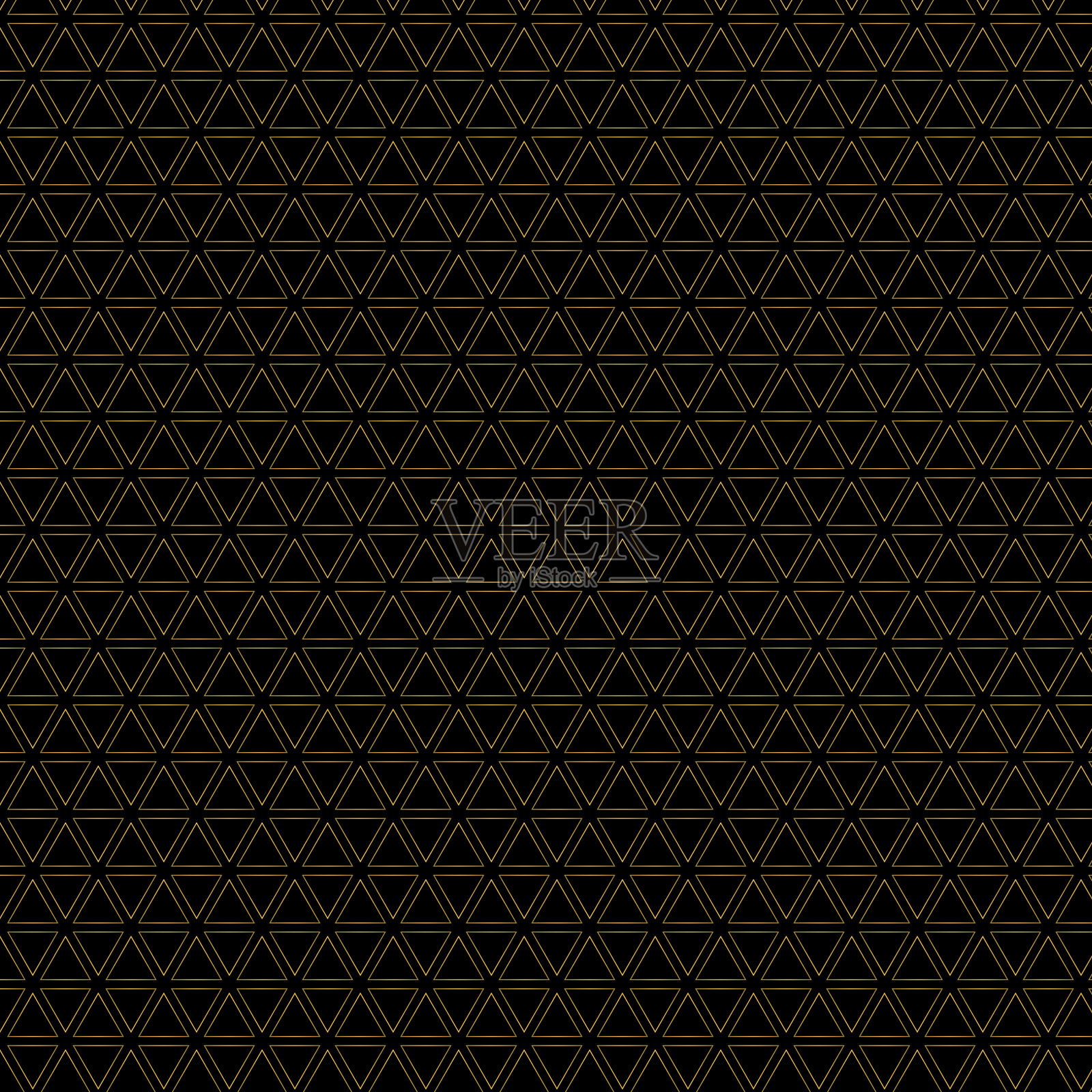 三角形与金色的精细笔画，黑色。插画图片素材