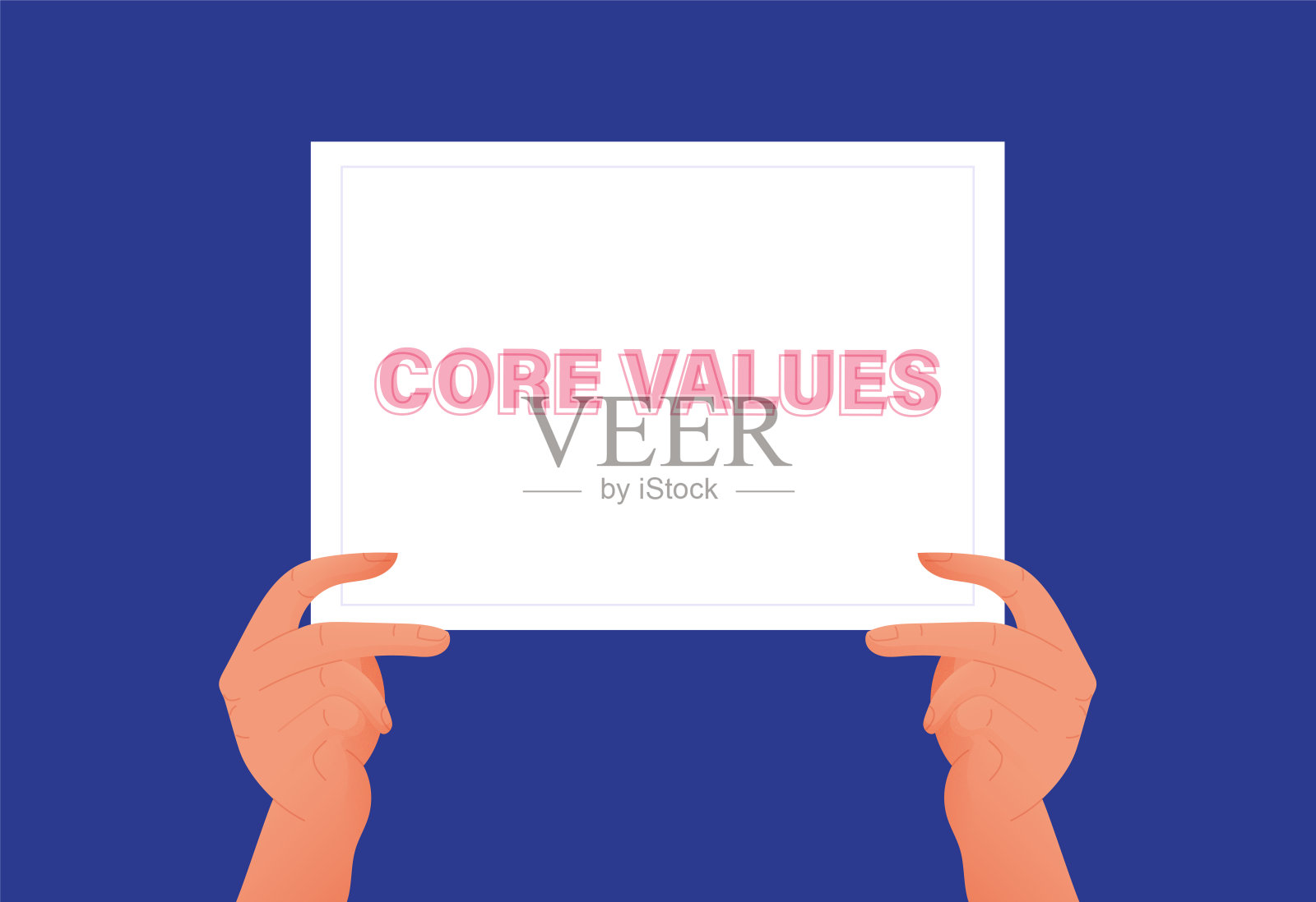 手握纸，展示写好的核心价值观插画图片素材