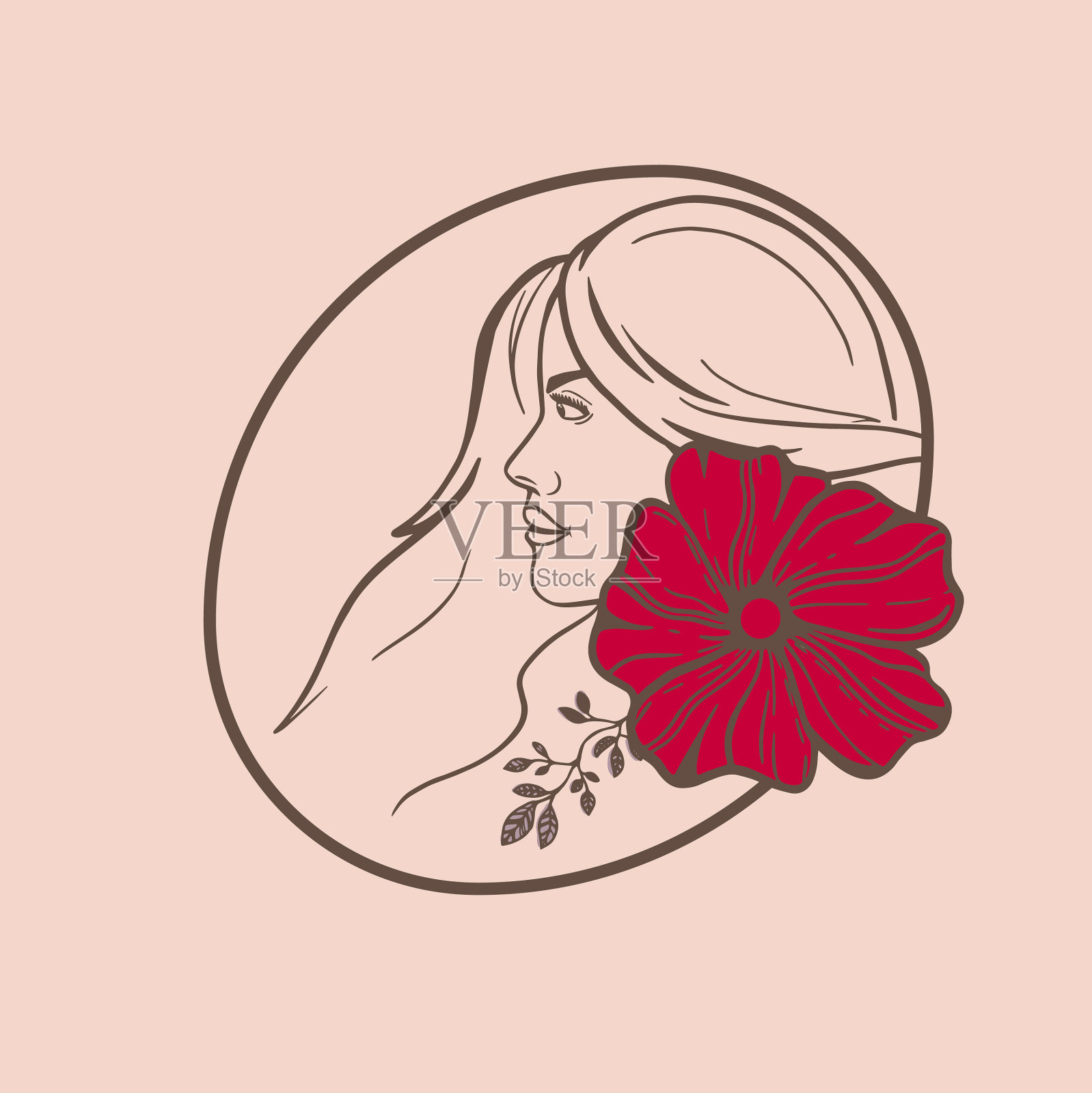 非洲女性的脸以极简风格装饰插画图片素材