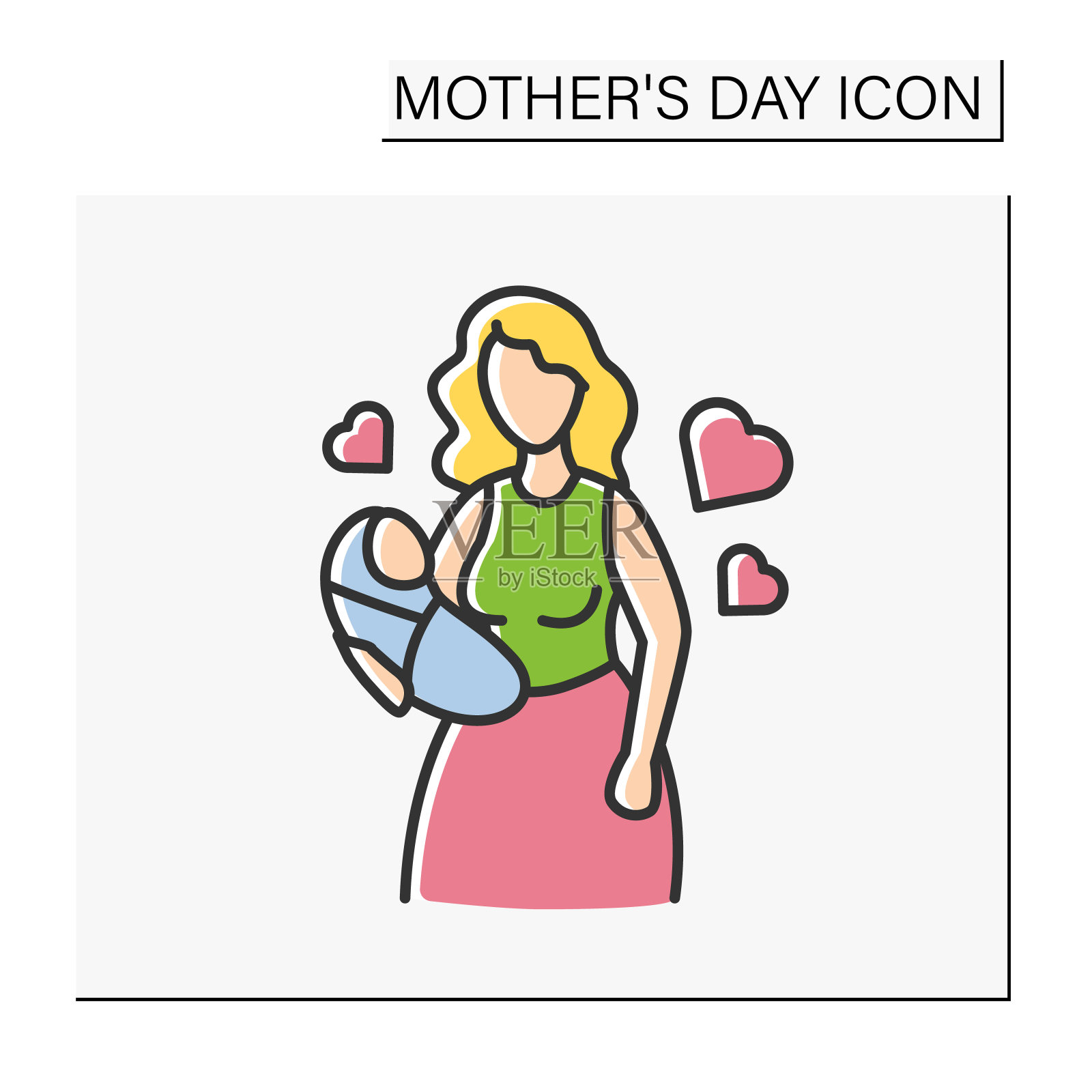 母亲彩色图标插画图片素材
