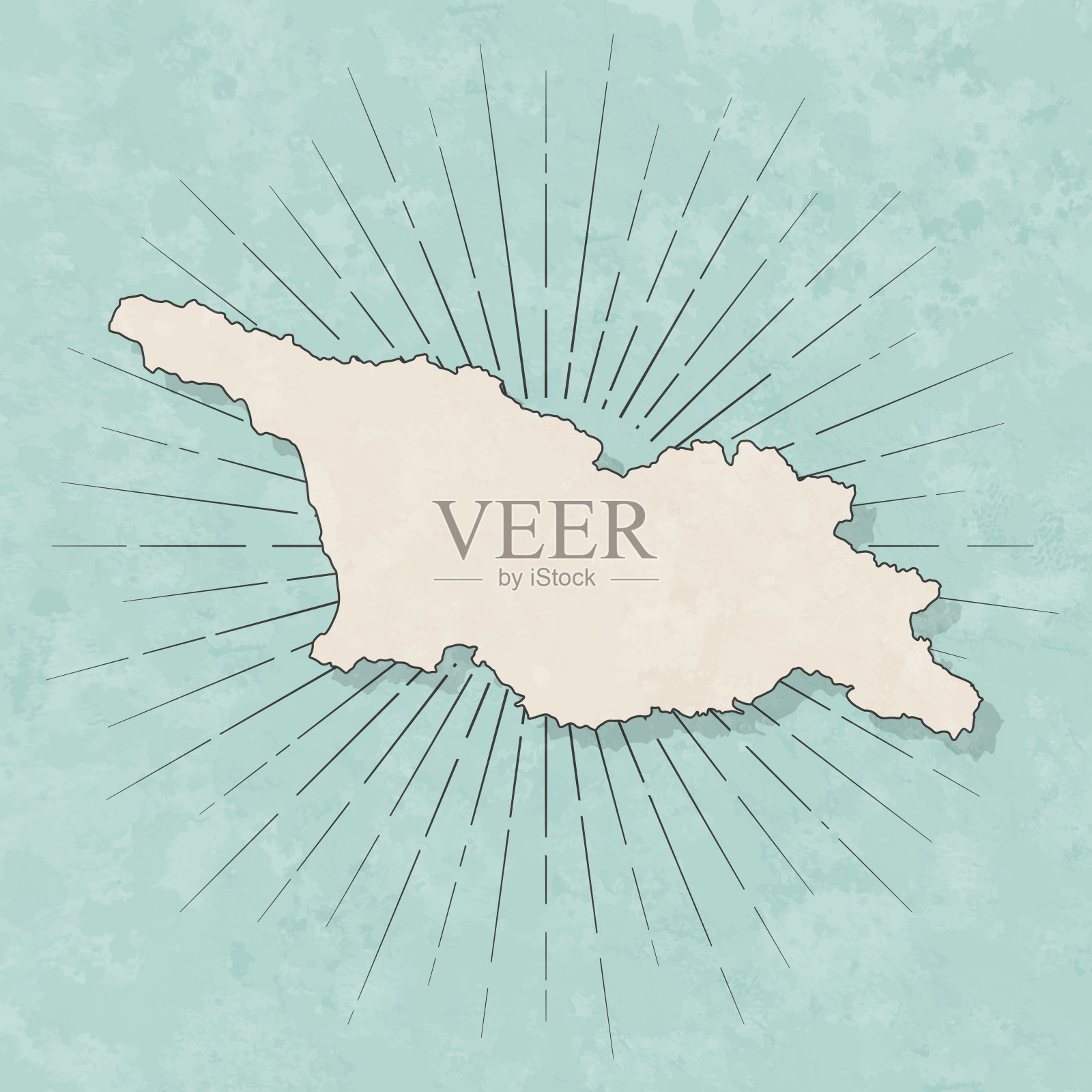 乔治亚地图在复古风格-旧纹理纸插画图片素材