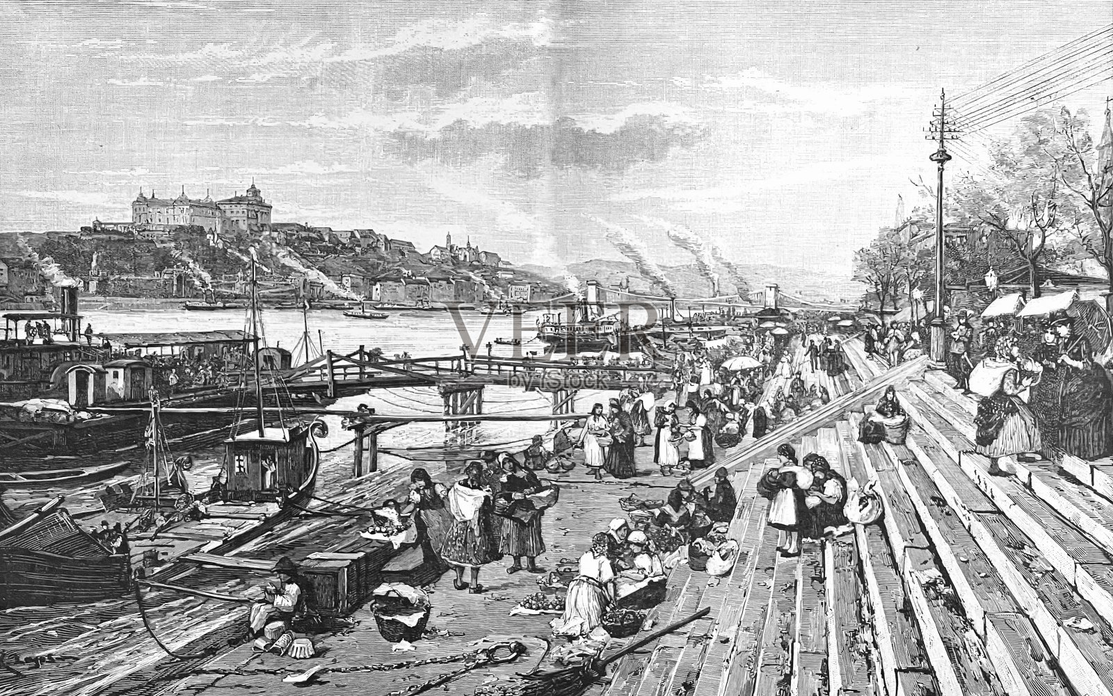 布达佩斯,多瑙河银行插画图片素材