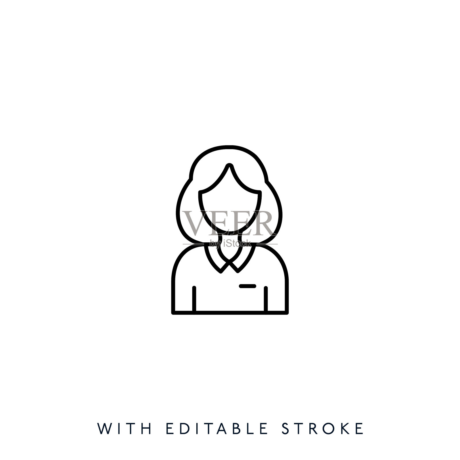 女商人线条图标可编辑笔触插画图片素材