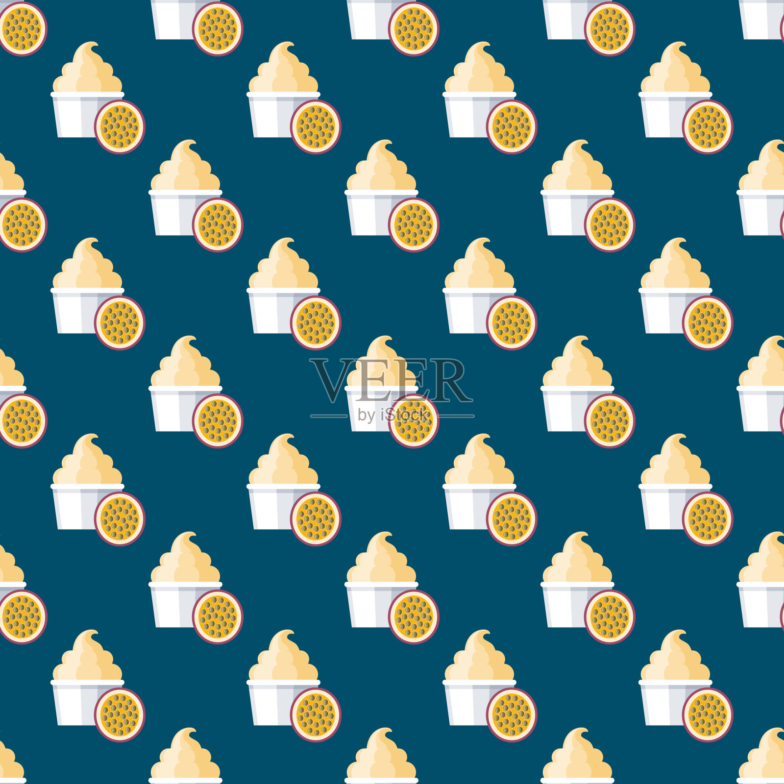 百香果冰淇淋图案插画图片素材