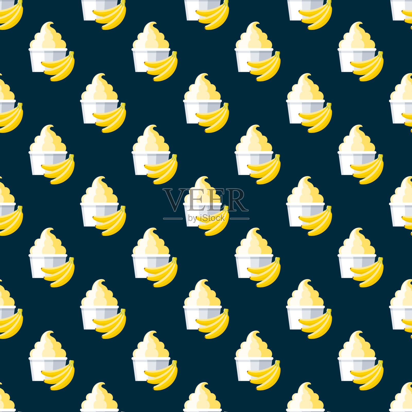 香蕉冰淇淋图案插画图片素材