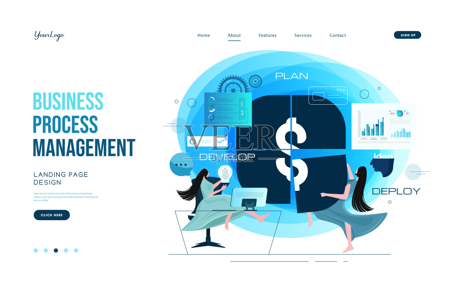 成功与成就的商业过程概念。插画图片素材