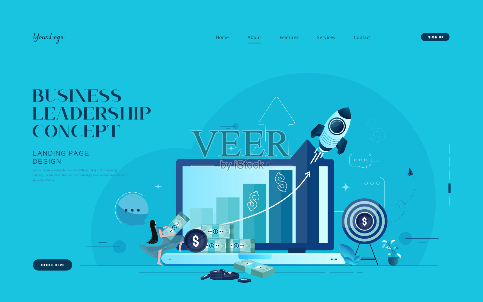 收入增长概念。插画图片素材