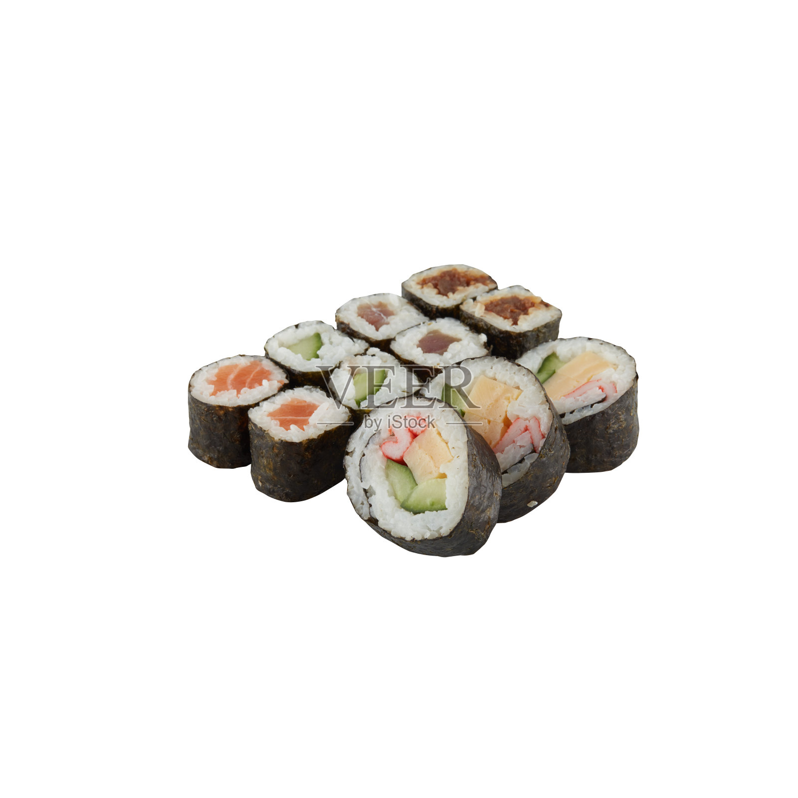 海苔包米剪出孤立的白色背景与剪辑路径照片摄影图片