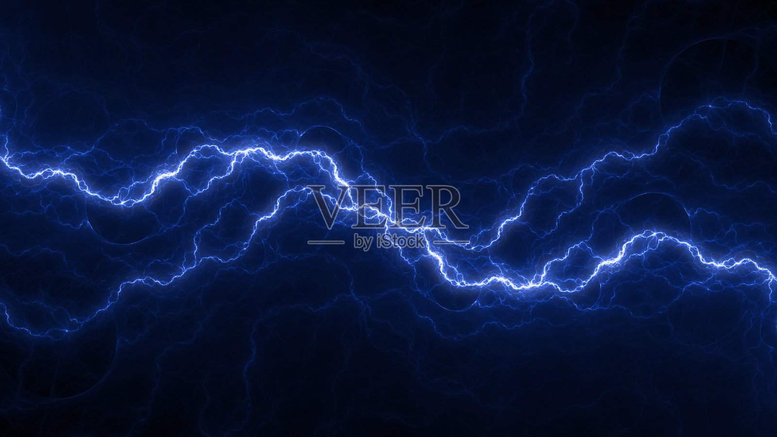 蓝色分形闪电背景，电气抽象照片摄影图片