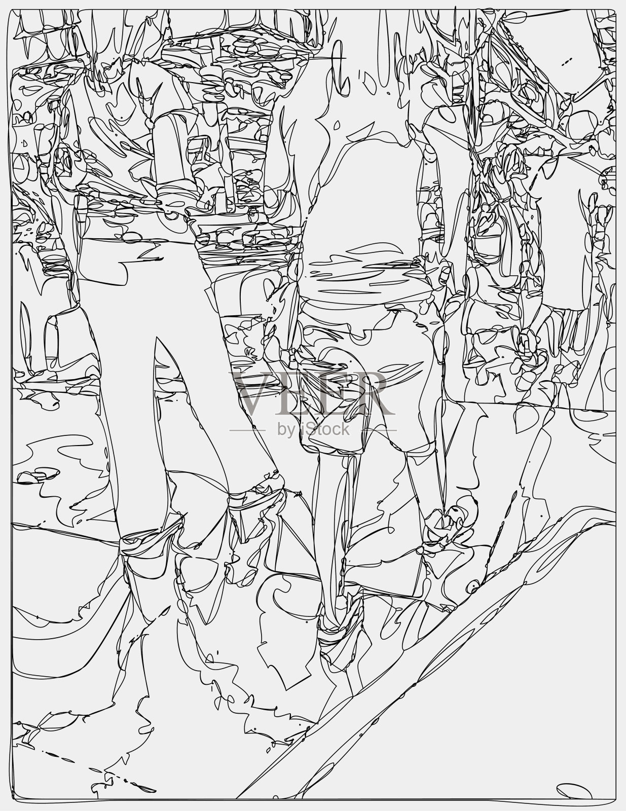 购物者走过商场的场景插画图片素材