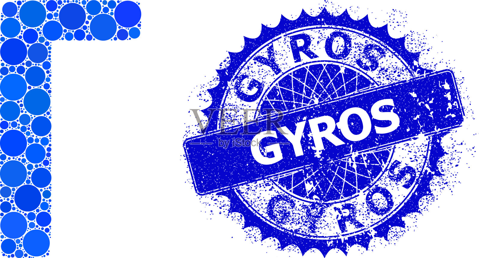 伽马希腊符号拼贴的点和插画图片素材