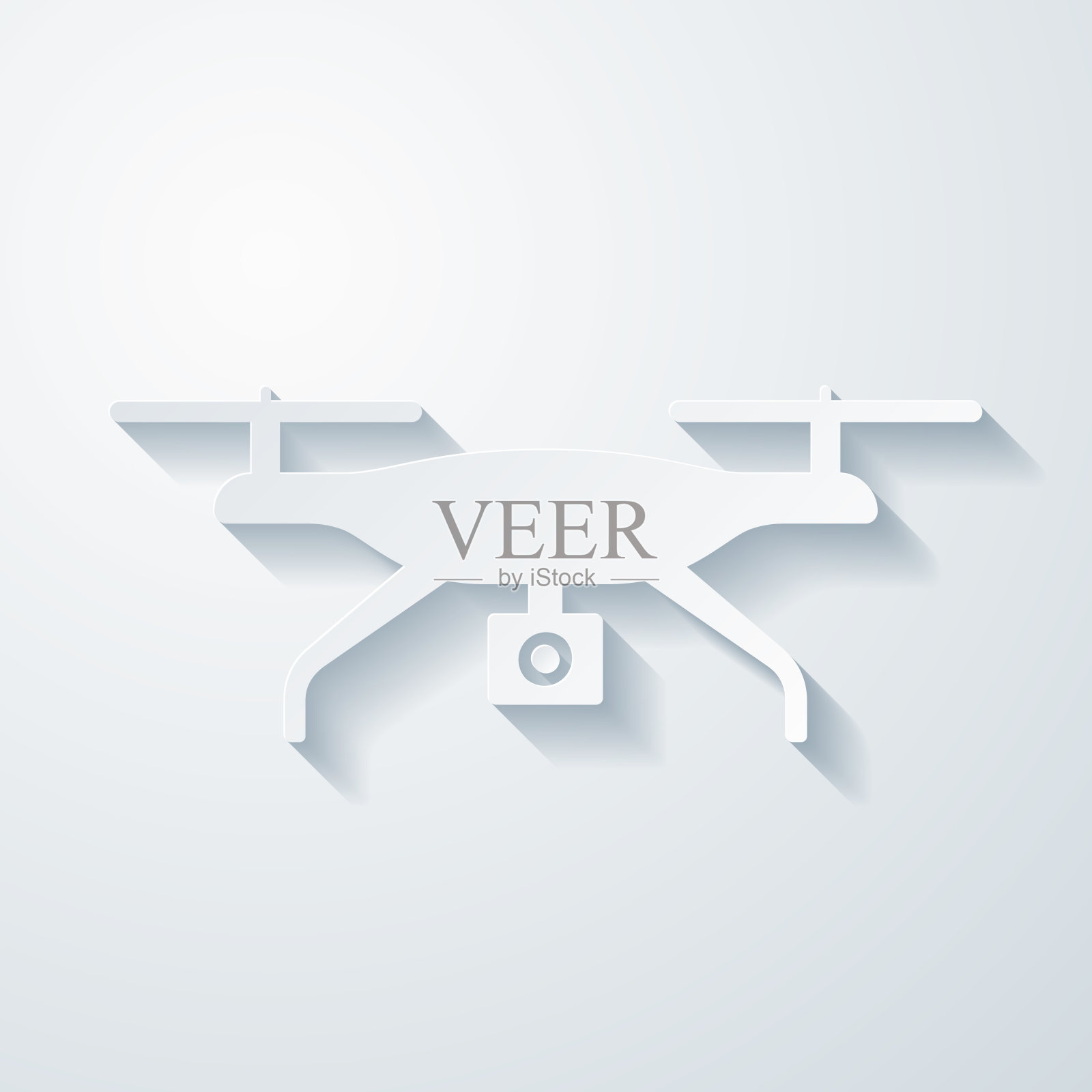 带摄像头的无人机。空白背景上剪纸效果的图标设计元素图片