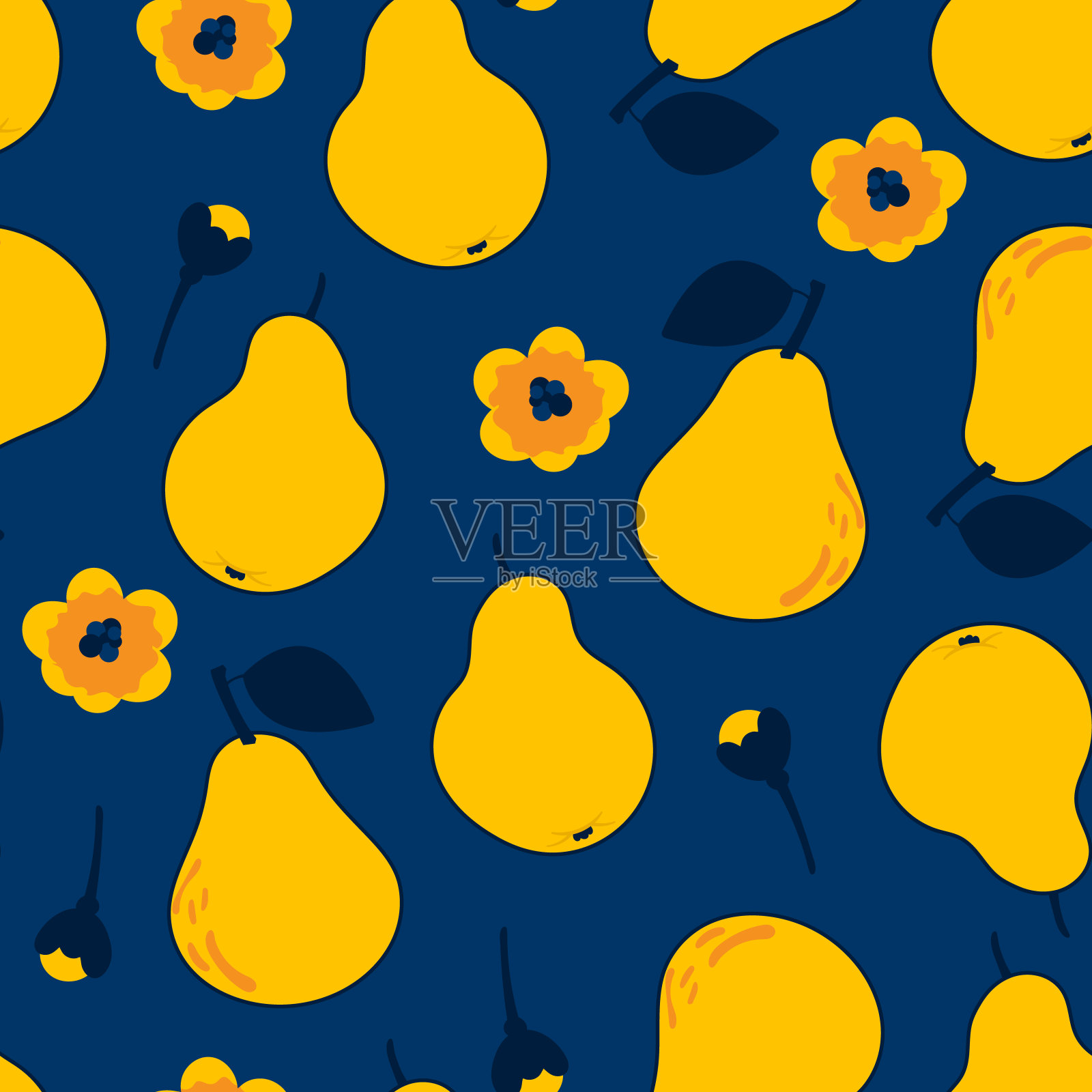 梨无缝图案插画图片素材