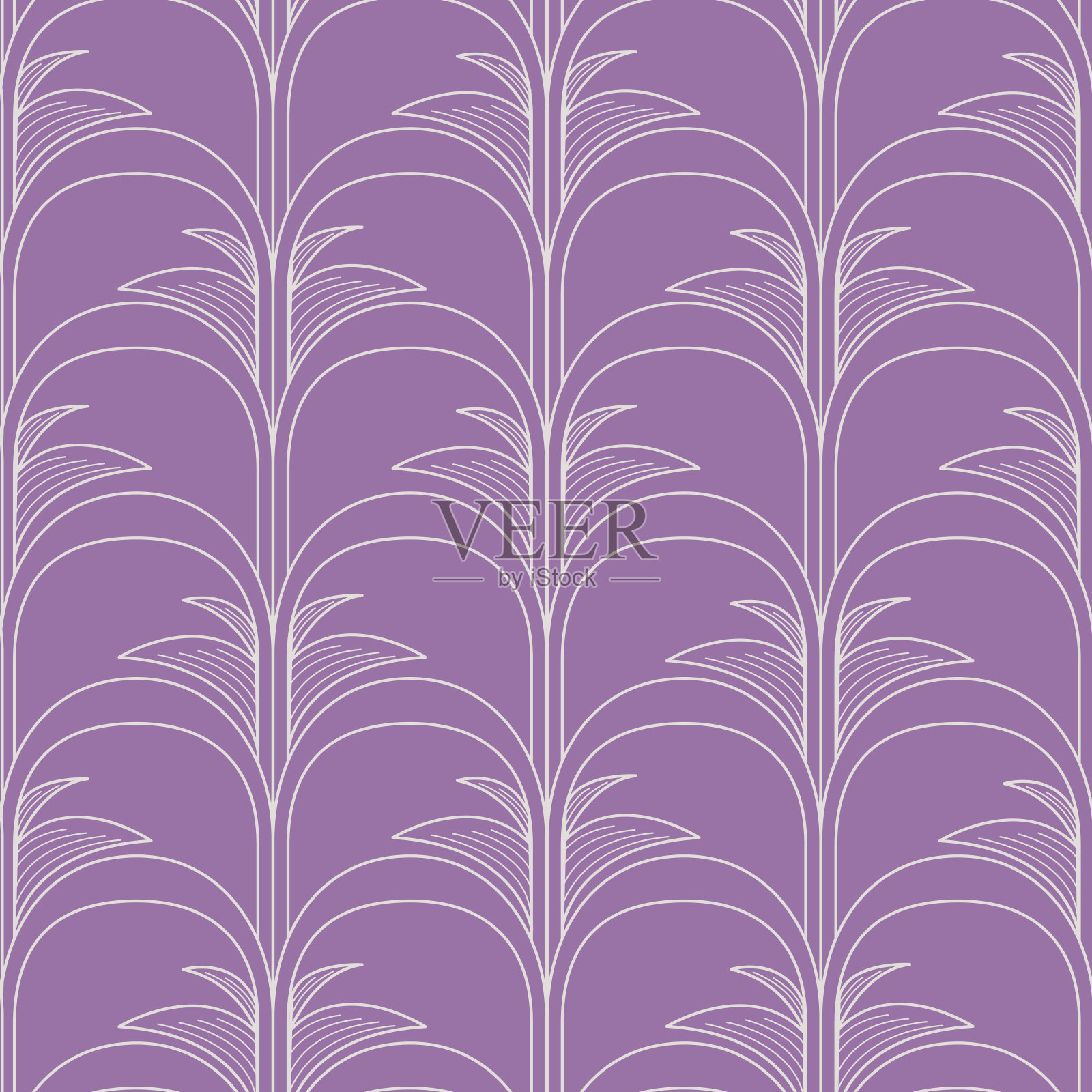 拱形棕榈现代艺术装饰好莱坞摄政无缝模式插画图片素材