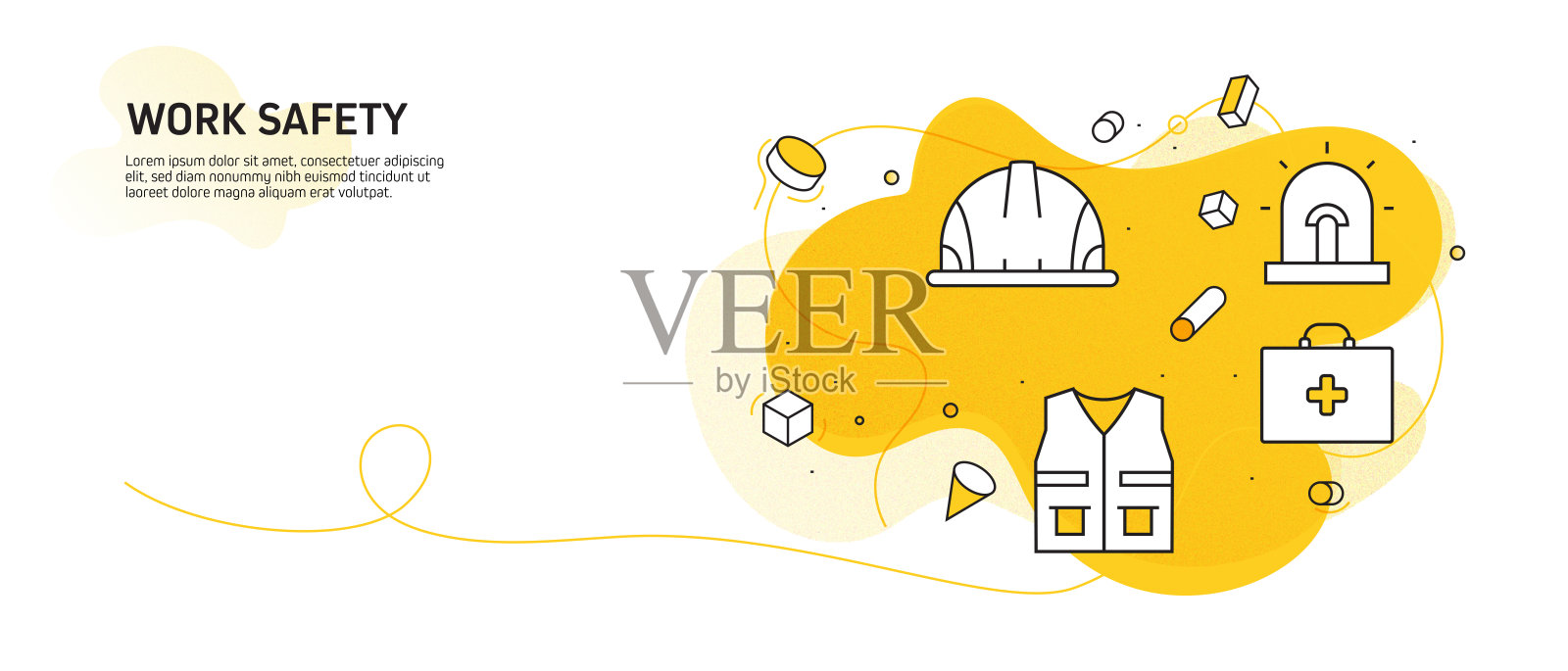 工作安全相关的现代线条风格矢量插图插画图片素材