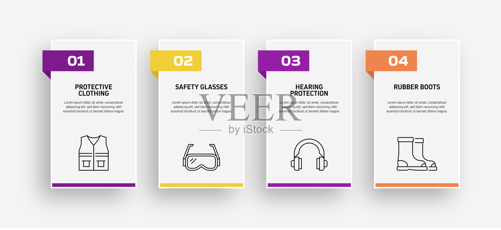工作安全相关过程信息图表模板。过程时间图。带有线性图标的工作流布局插画图片素材