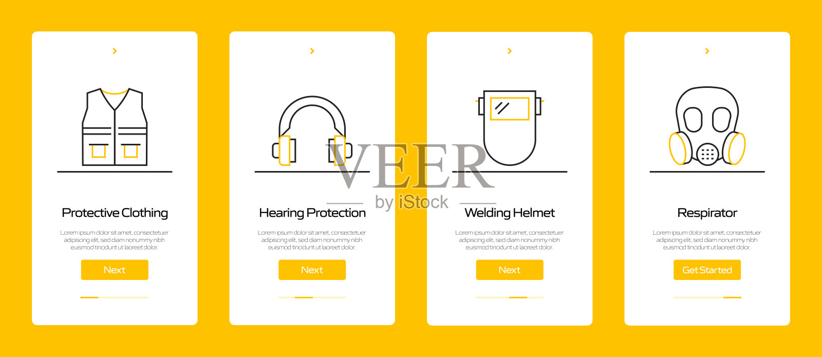 带图标的移动应用程序页面屏幕。UI设计模板矢量插图插画图片素材