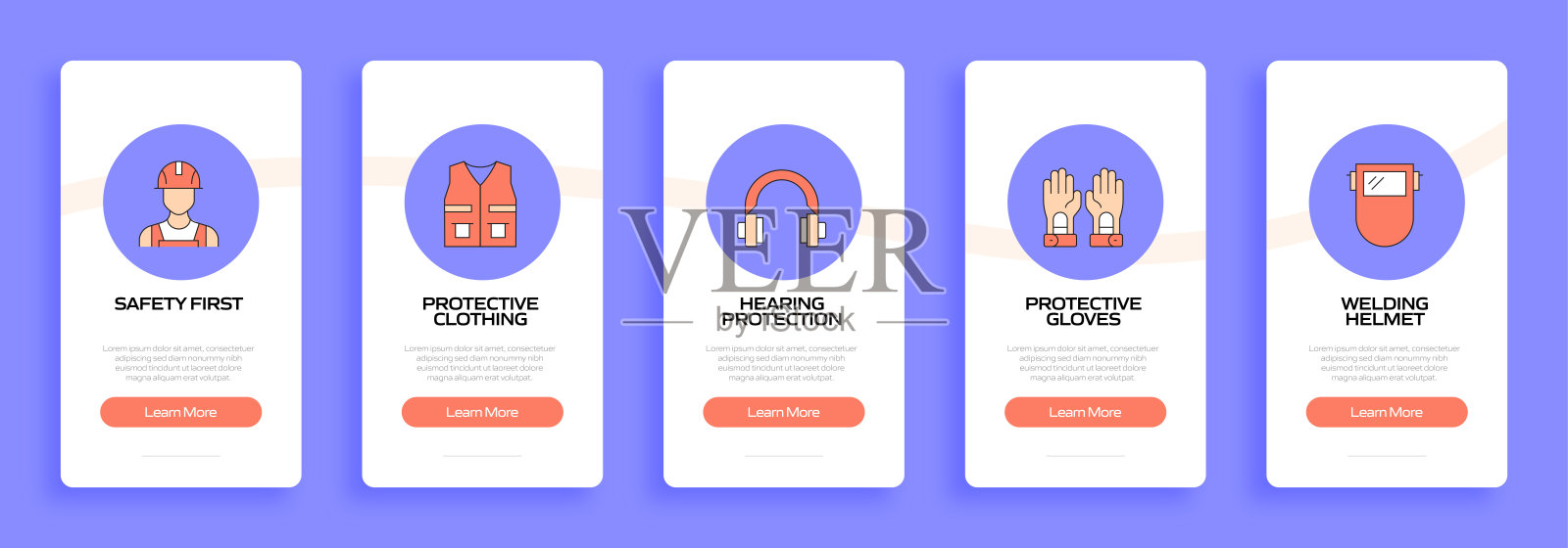 带有图标的移动应用页面屏幕。用户体验，用户界面设计模板矢量插图插画图片素材