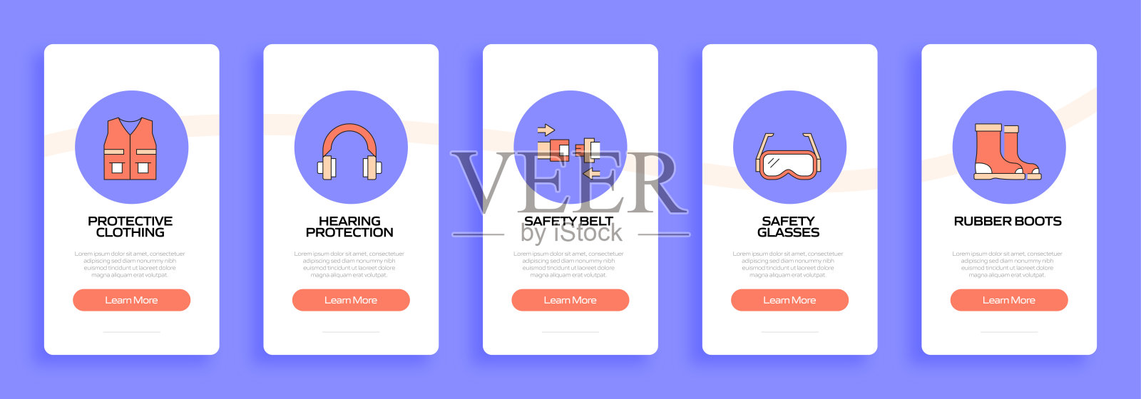 带有图标的移动应用页面屏幕。用户体验，用户界面设计模板矢量插图插画图片素材
