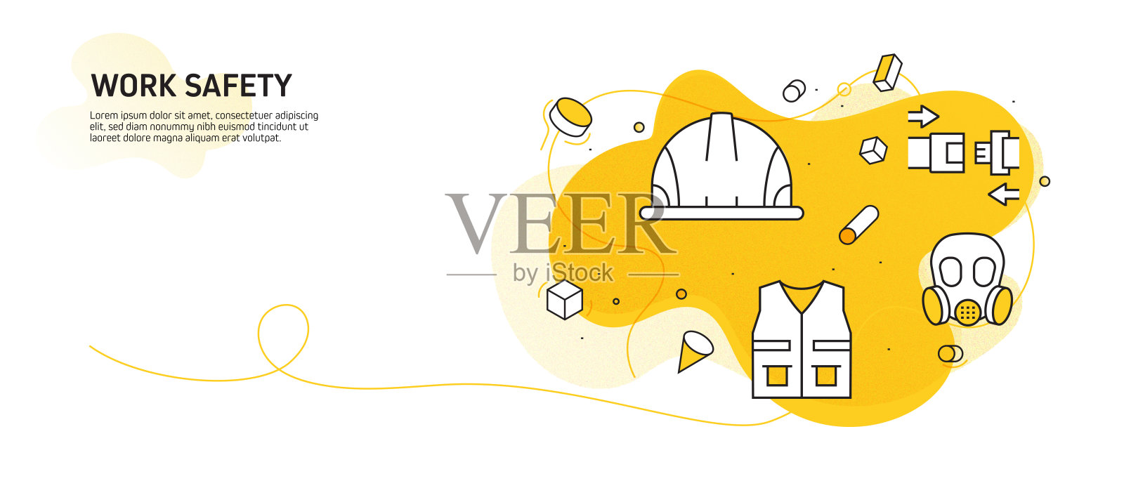 与工作安全相关的现代线条风格矢量插图插画图片素材