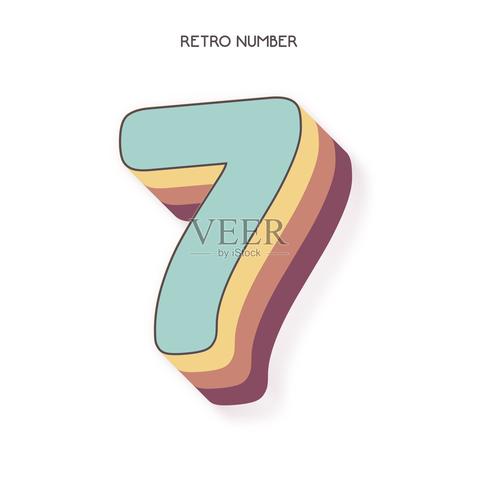 数字7。复古风格的字体股票插图。邀请或贺卡矢量股票插图插画图片素材