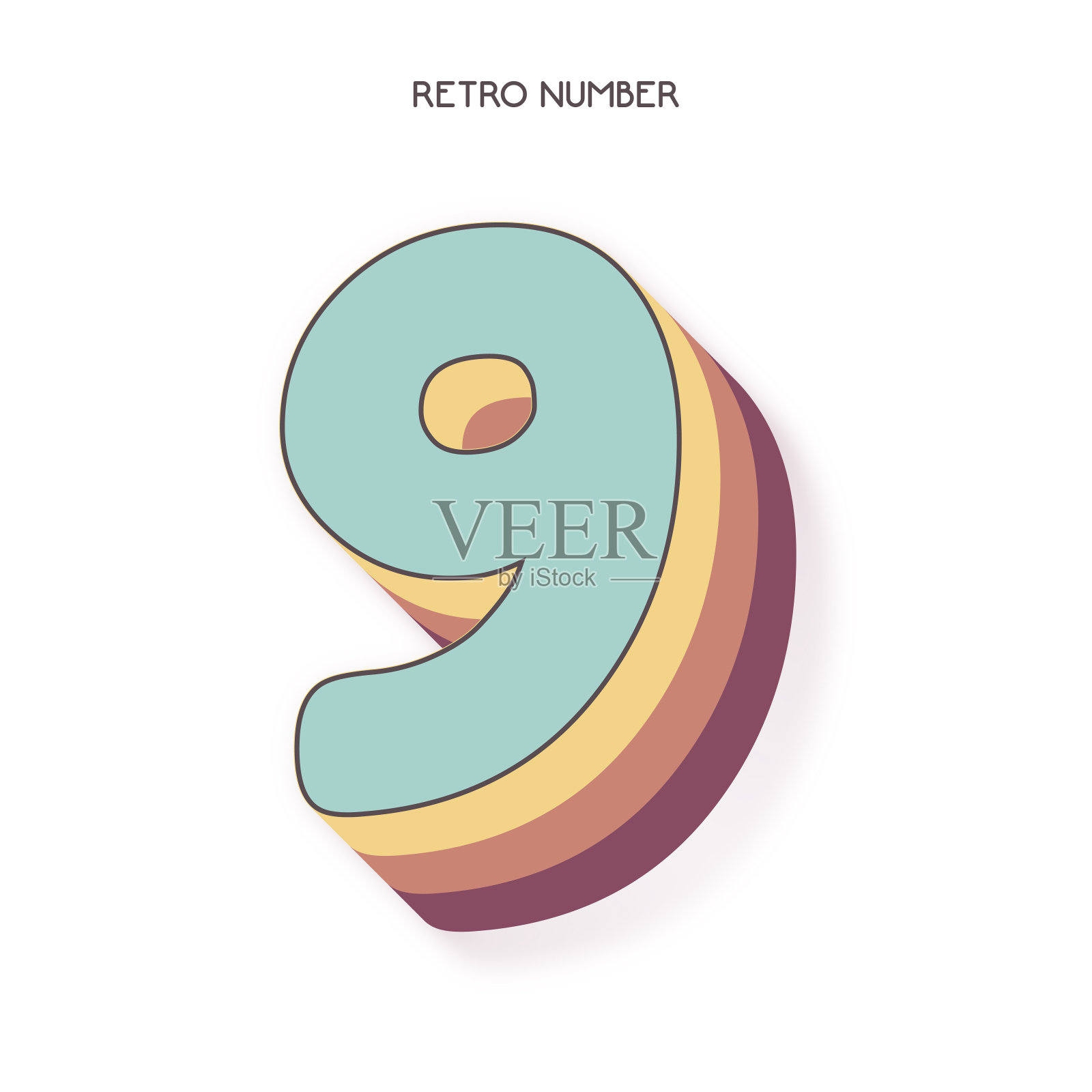 数字9。复古风格的字体股票插图。邀请或贺卡矢量股票插图插画图片素材