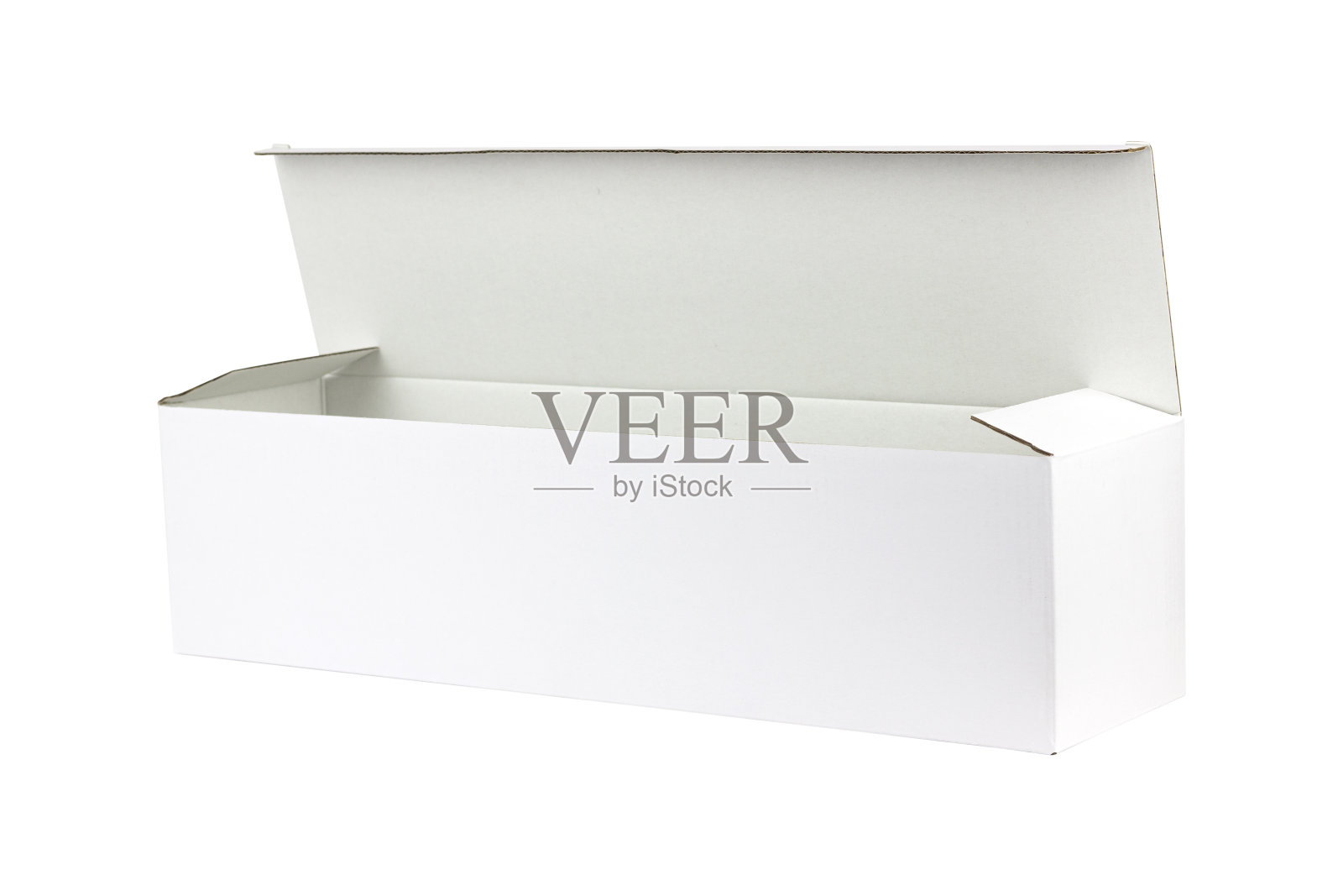 打开盒子，空白的白色纸盒空空如也，与背景隔绝照片摄影图片