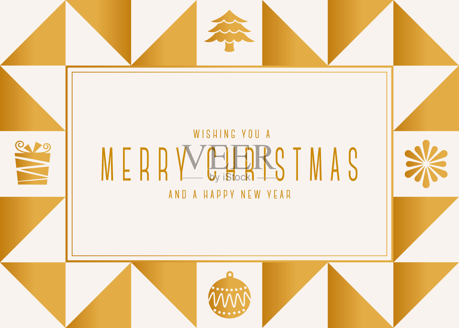 优雅的边框圣诞贺卡金色和白色v1插画图片素材